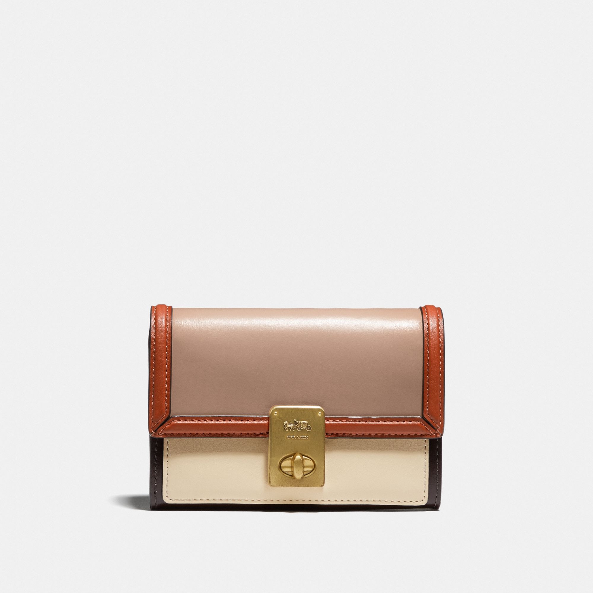 Coach Hutton Wallet in Colorblock 'Brass/Taupe Ginger Multi'