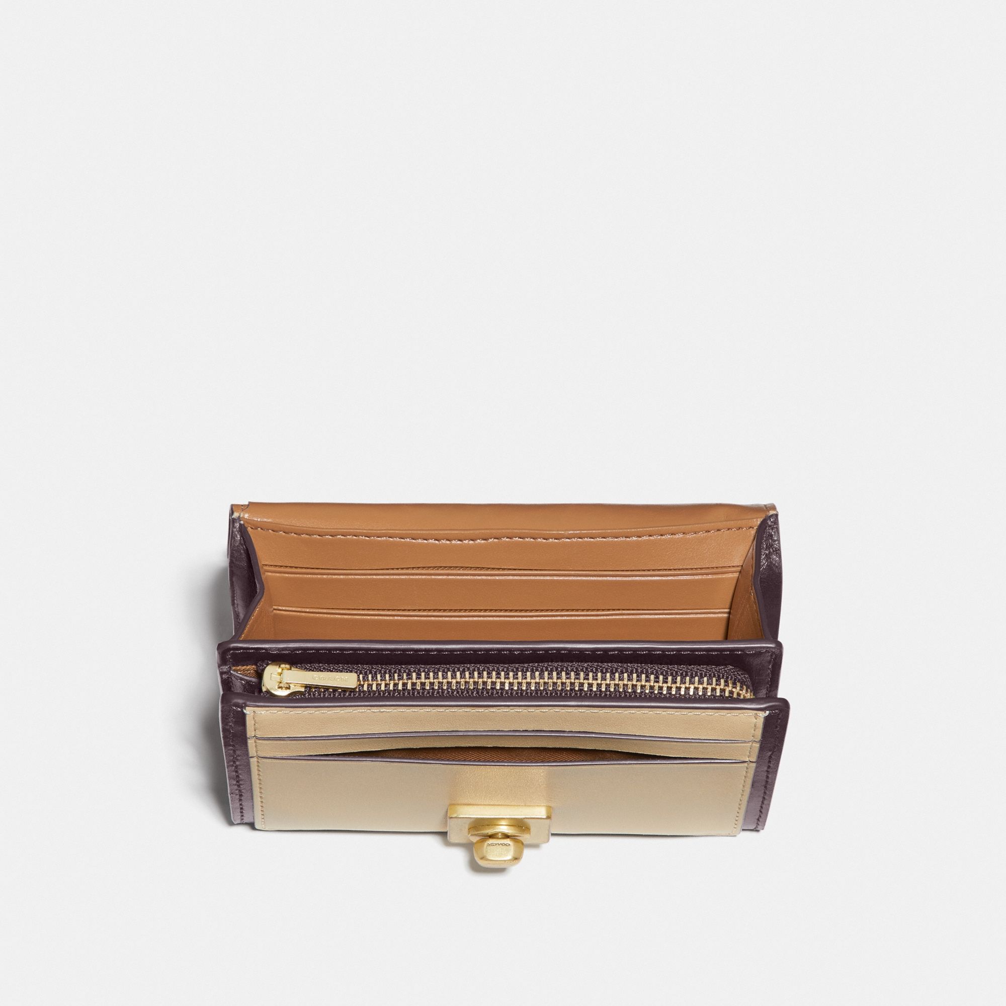 Coach Hutton Wallet in Colorblock 'Brass/Taupe Ginger Multi'