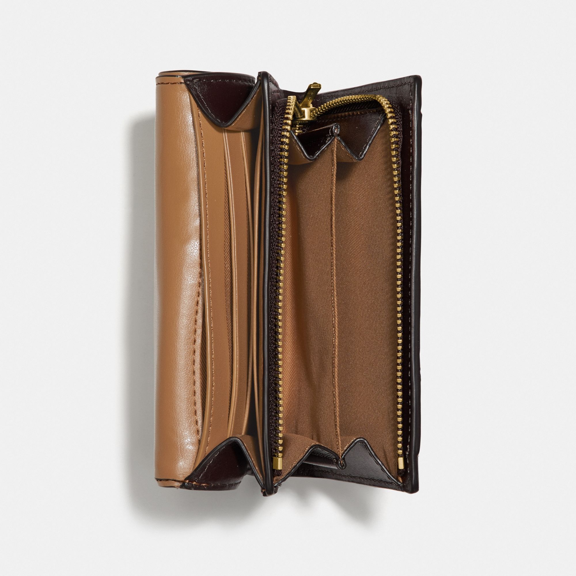 Coach Hutton Wallet in Colorblock 'Brass/Taupe Ginger Multi'