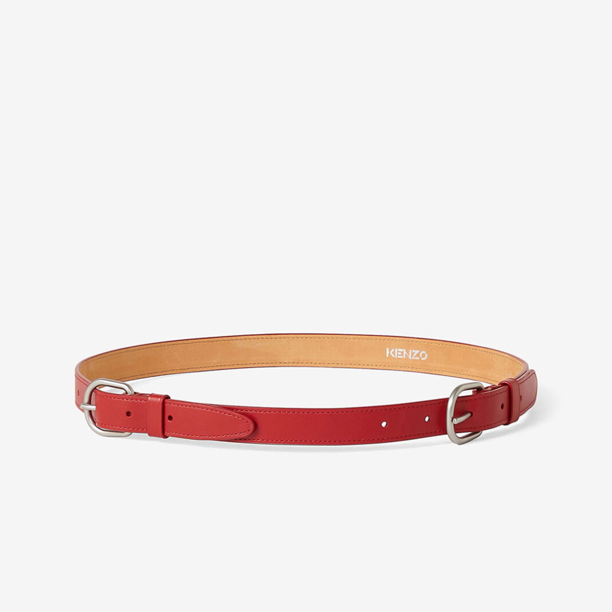 KENZO Leather Belt With Two Buckles - Medium Red