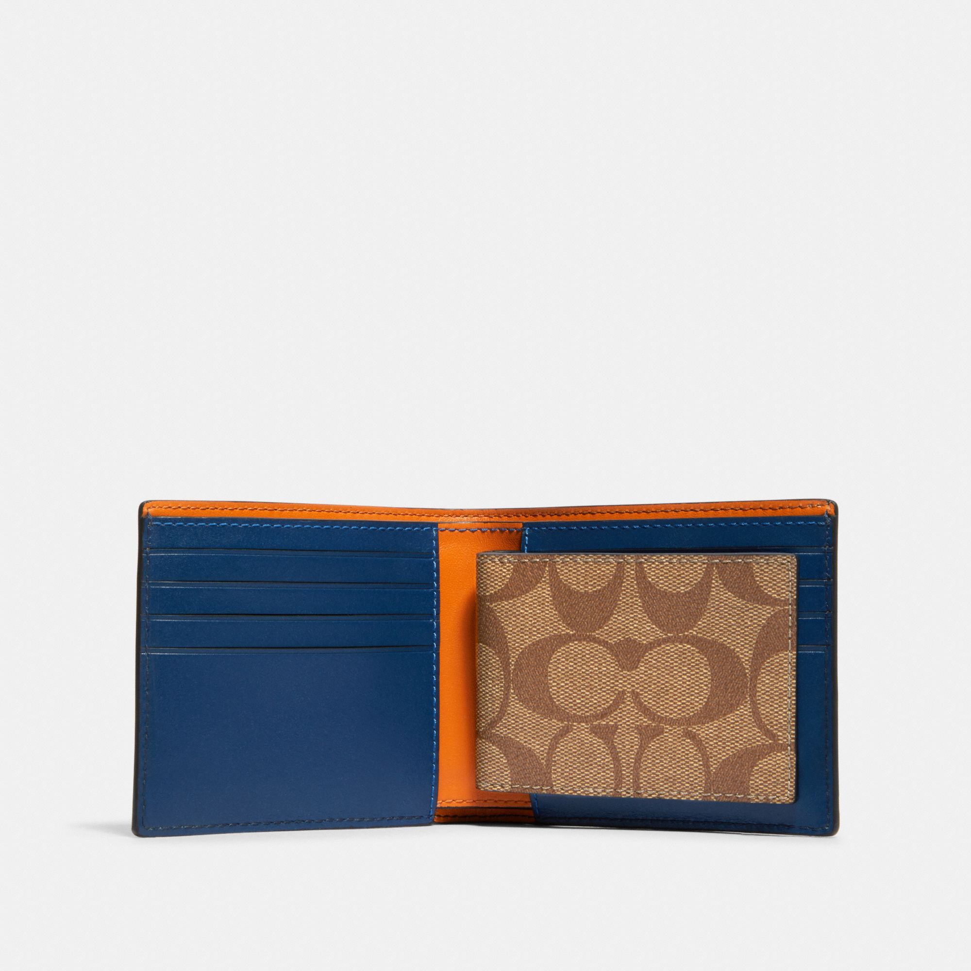 Coach 3 In 1 Wallet In Colorblock Signature Canvas With Coach Patch - Tan