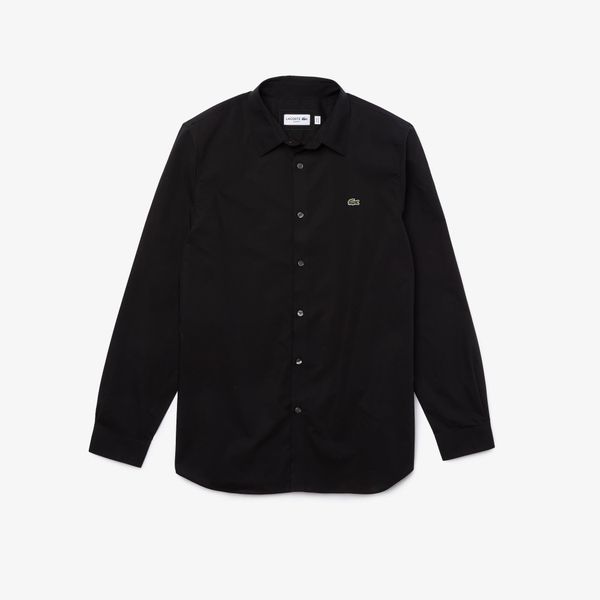  Lacoste Slim Fit Stretch Cotton Poplin Shirt - Black 