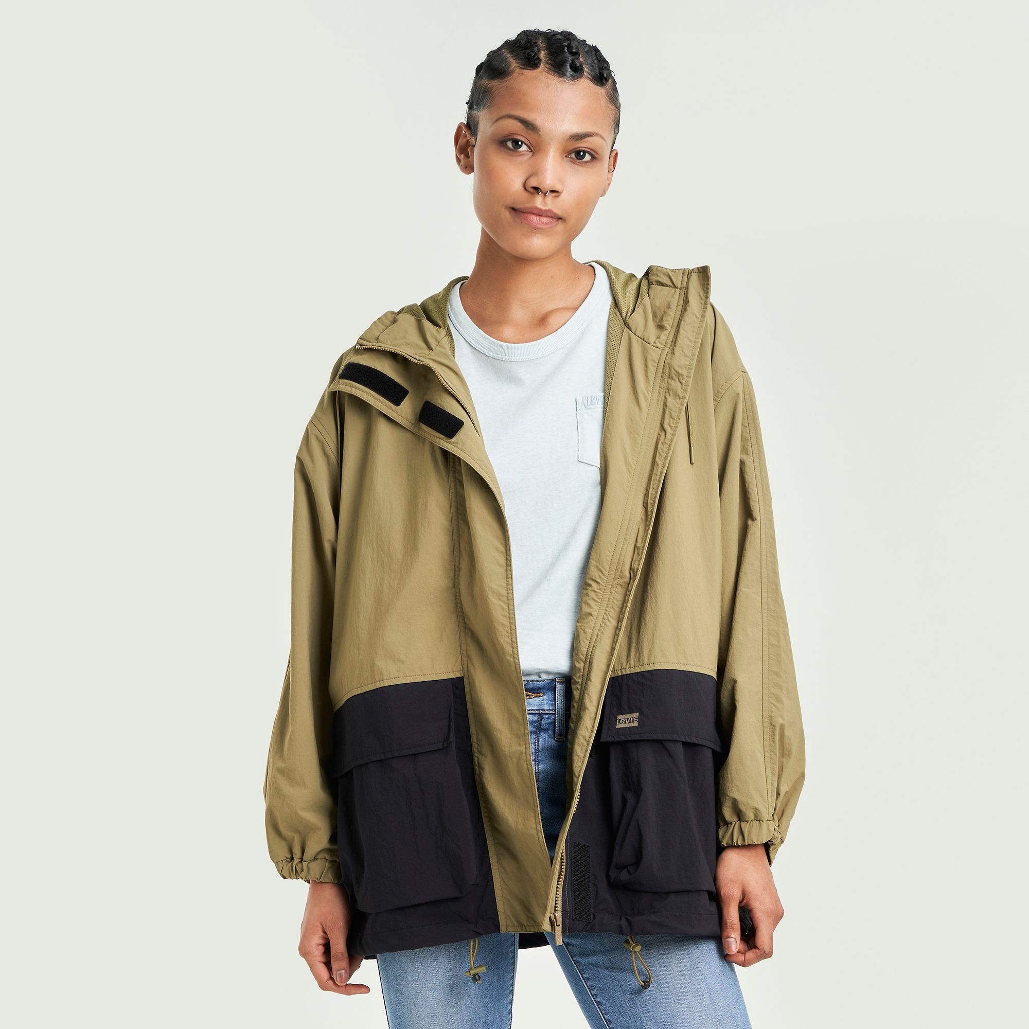  Levi's Hooded Nylon Windbreaker - Olive 