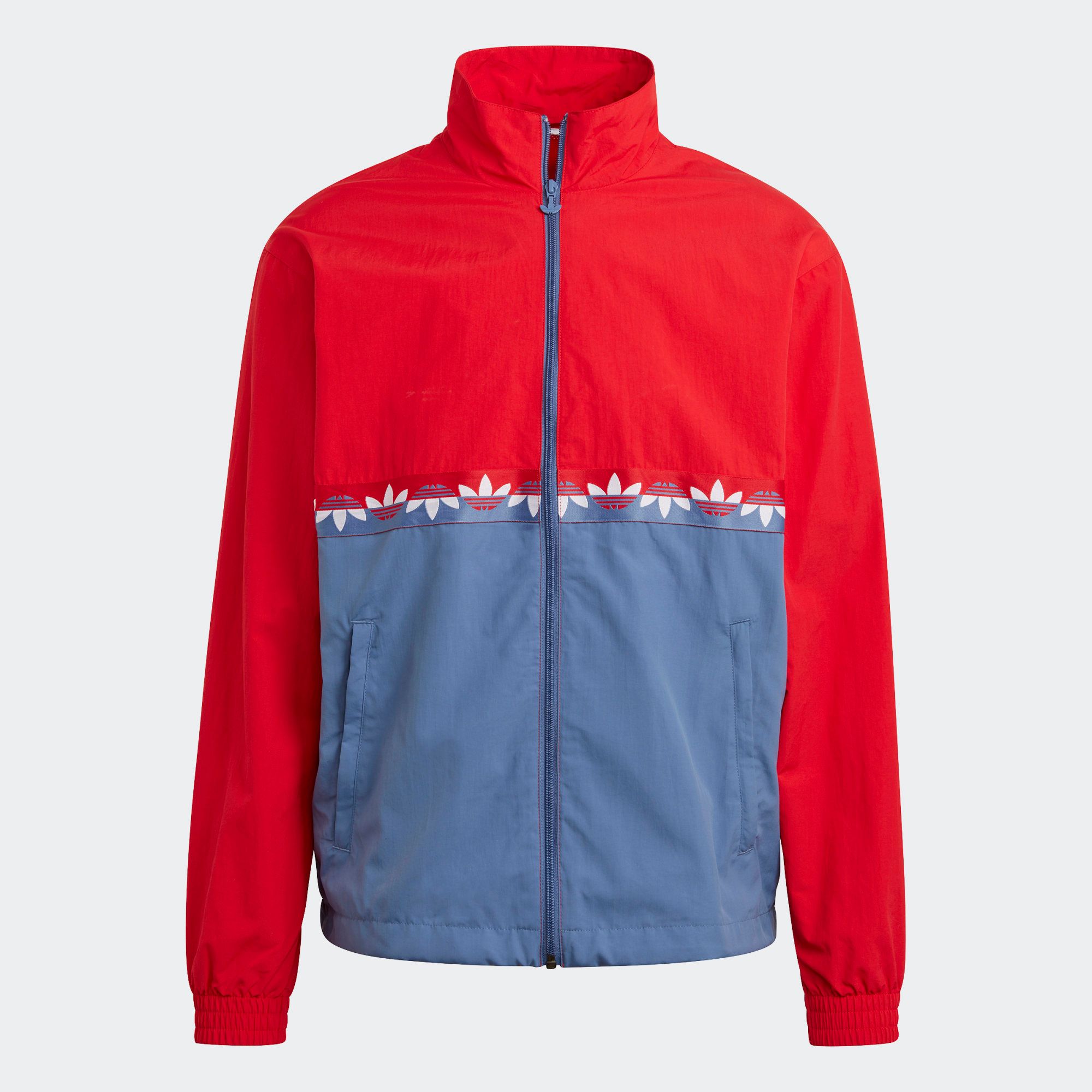 adidas Adicolor Sliced Trefoil Track Top - Crew Blue/Scarlet