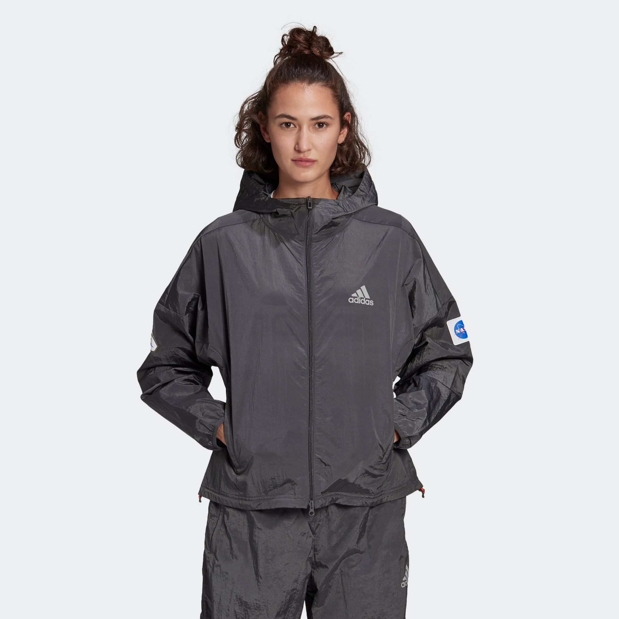 adidas Sportswear Crop Windbreaker - Grey Six