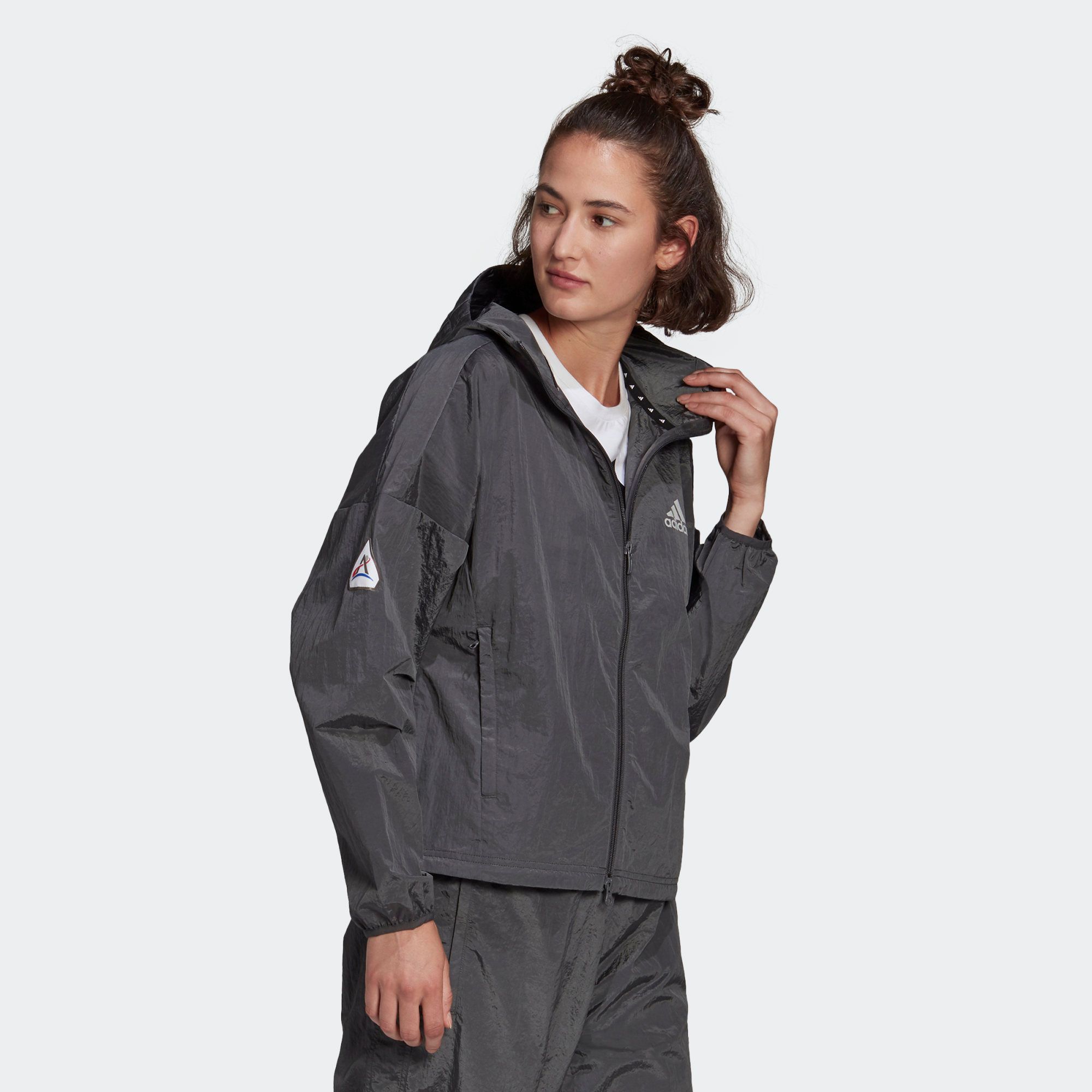 adidas Sportswear Crop Windbreaker - Grey Six