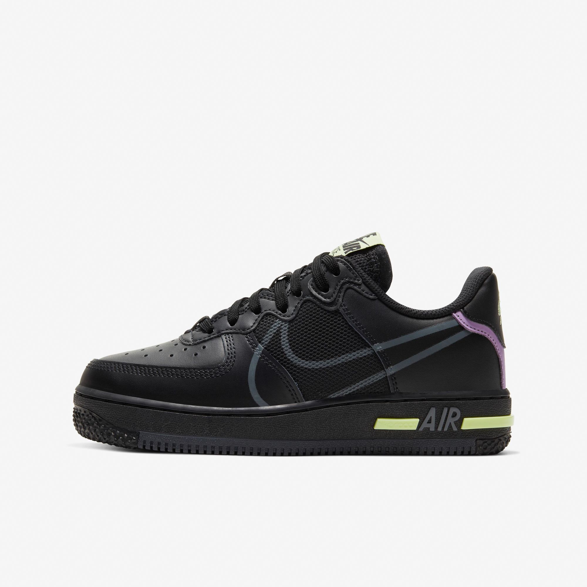 Nike Air Force 1 React GS - Triple Black