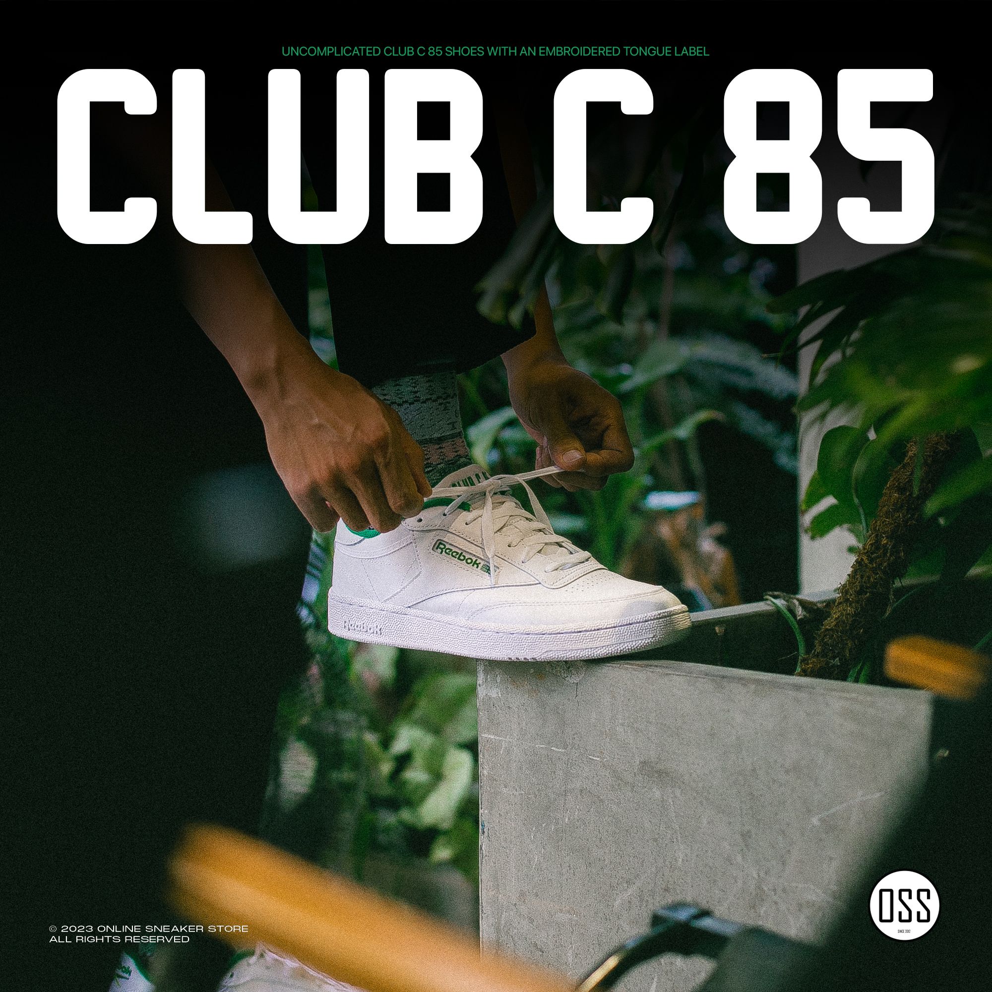  Reebok Club C 85 - White / Glen Green / Solar Acid Yellow 