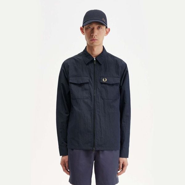  Fred Perry Zip-Through Overshirt - Navy 