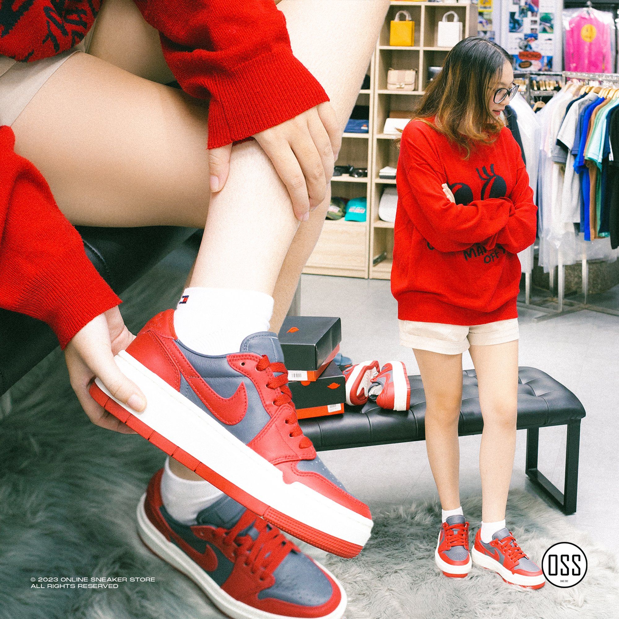 Air Jordan 1 Elevate Low WMNS - Dark Grey / Varsity Red