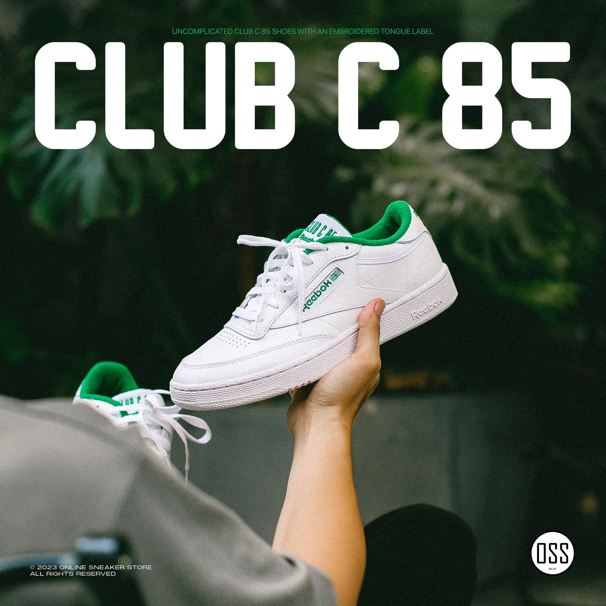  Reebok Club C 85 - White / Glen Green / Solar Acid Yellow 