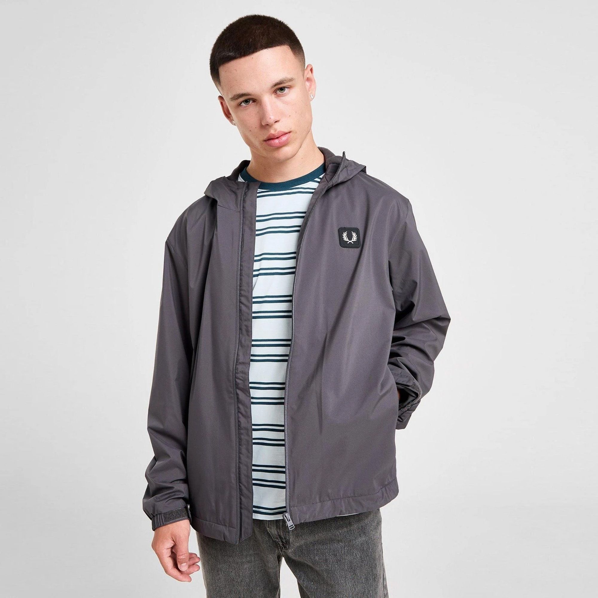 Fred Perry Badge Woven Jacket - Gunmetal