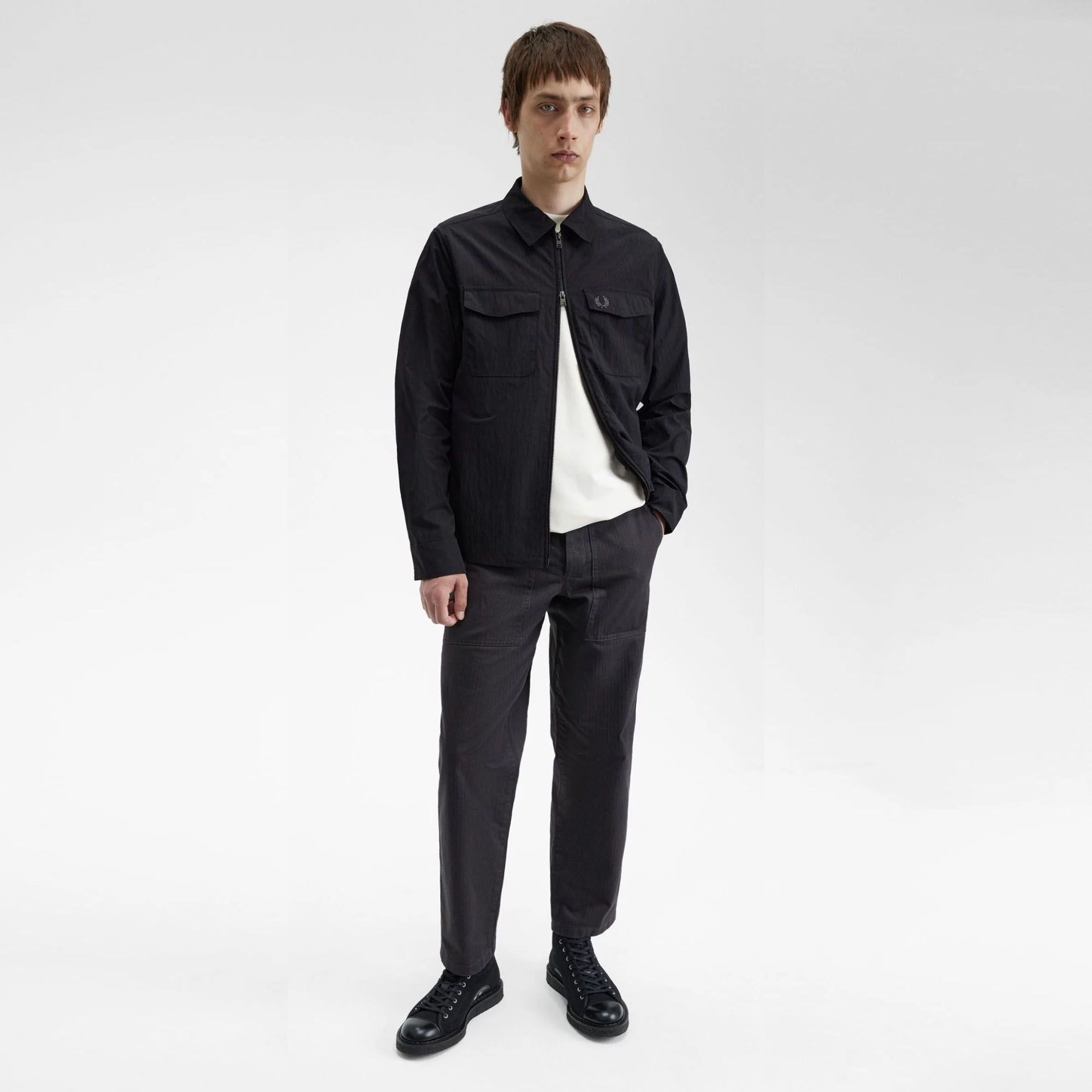  Fred Perry Zip-Through Overshirt - Black 