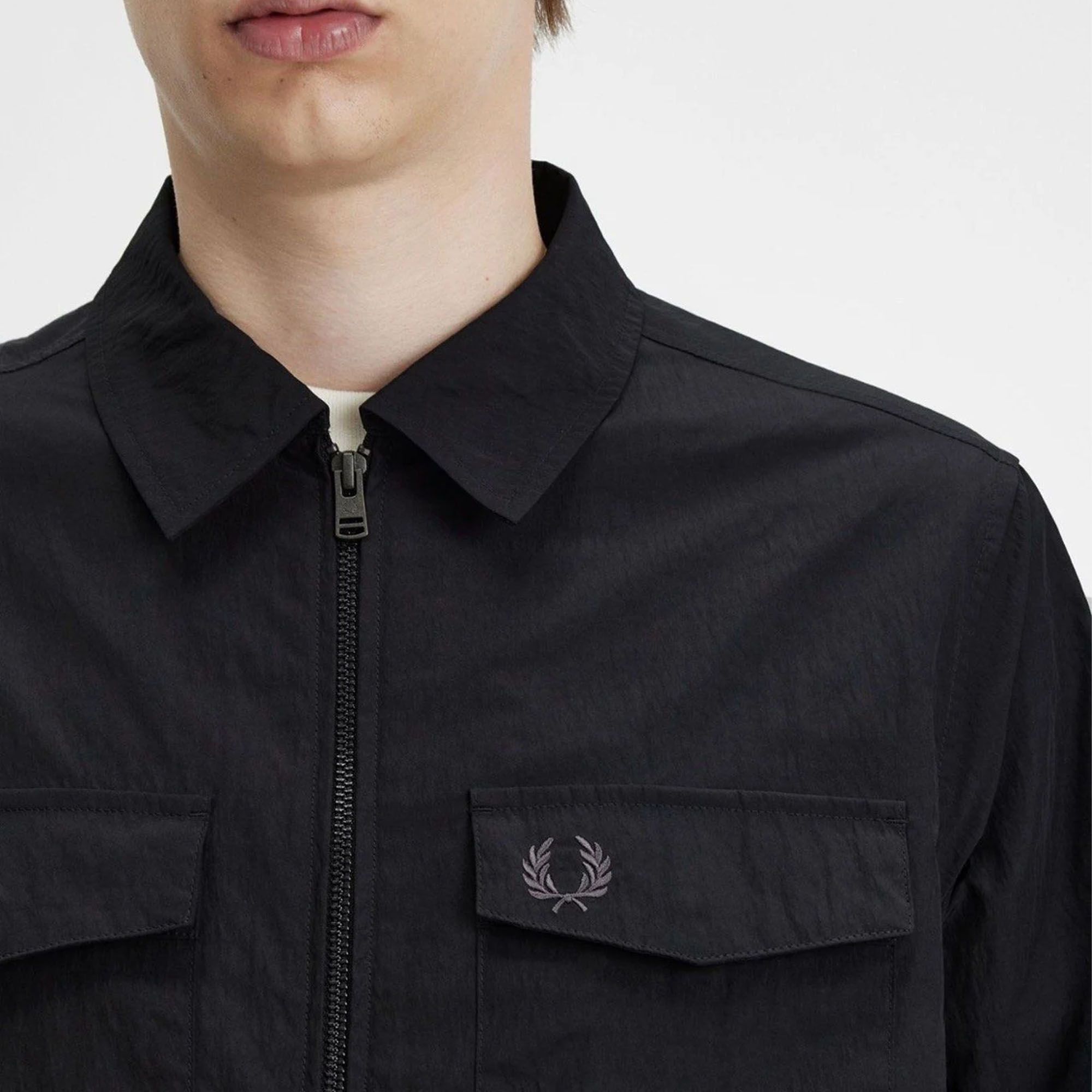  Fred Perry Zip-Through Overshirt - Black 