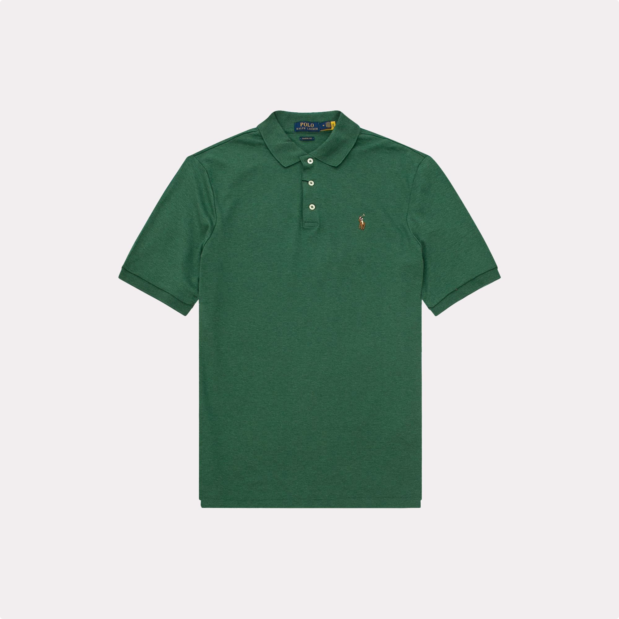  Ralph Lauren Soft Cotton Polo Shirt - Green Marl Heather (Classic) 