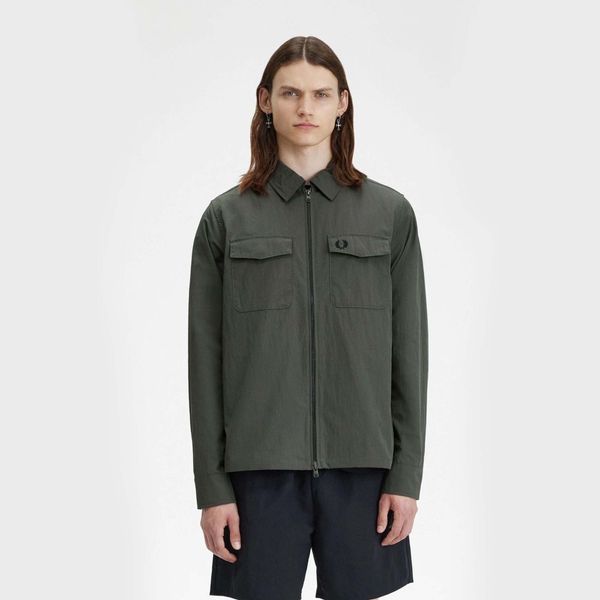  Fred Perry Zip-Through Overshirt - Field Green 