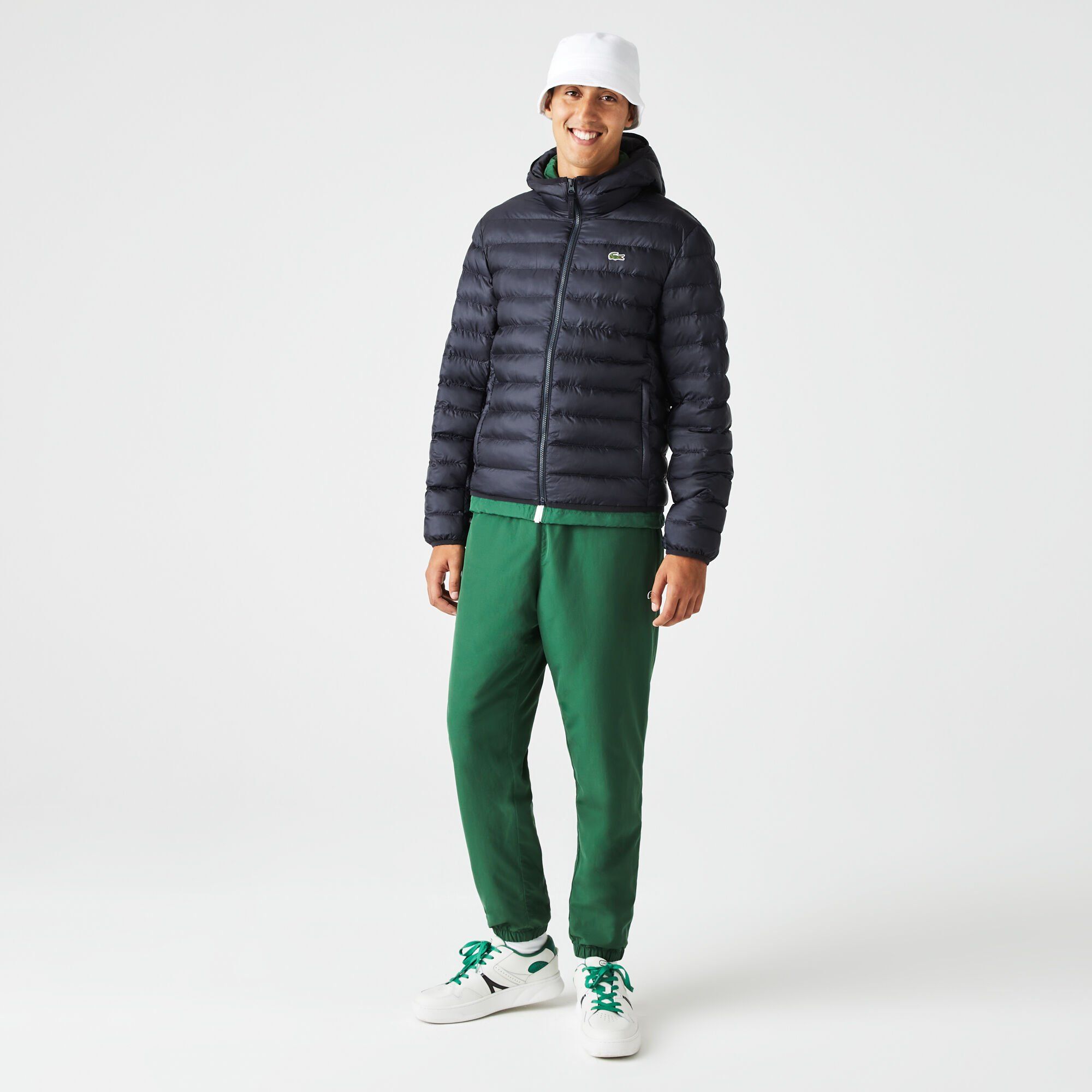 Lacoste Quilted Hooded Short Jacket - Navy Blue