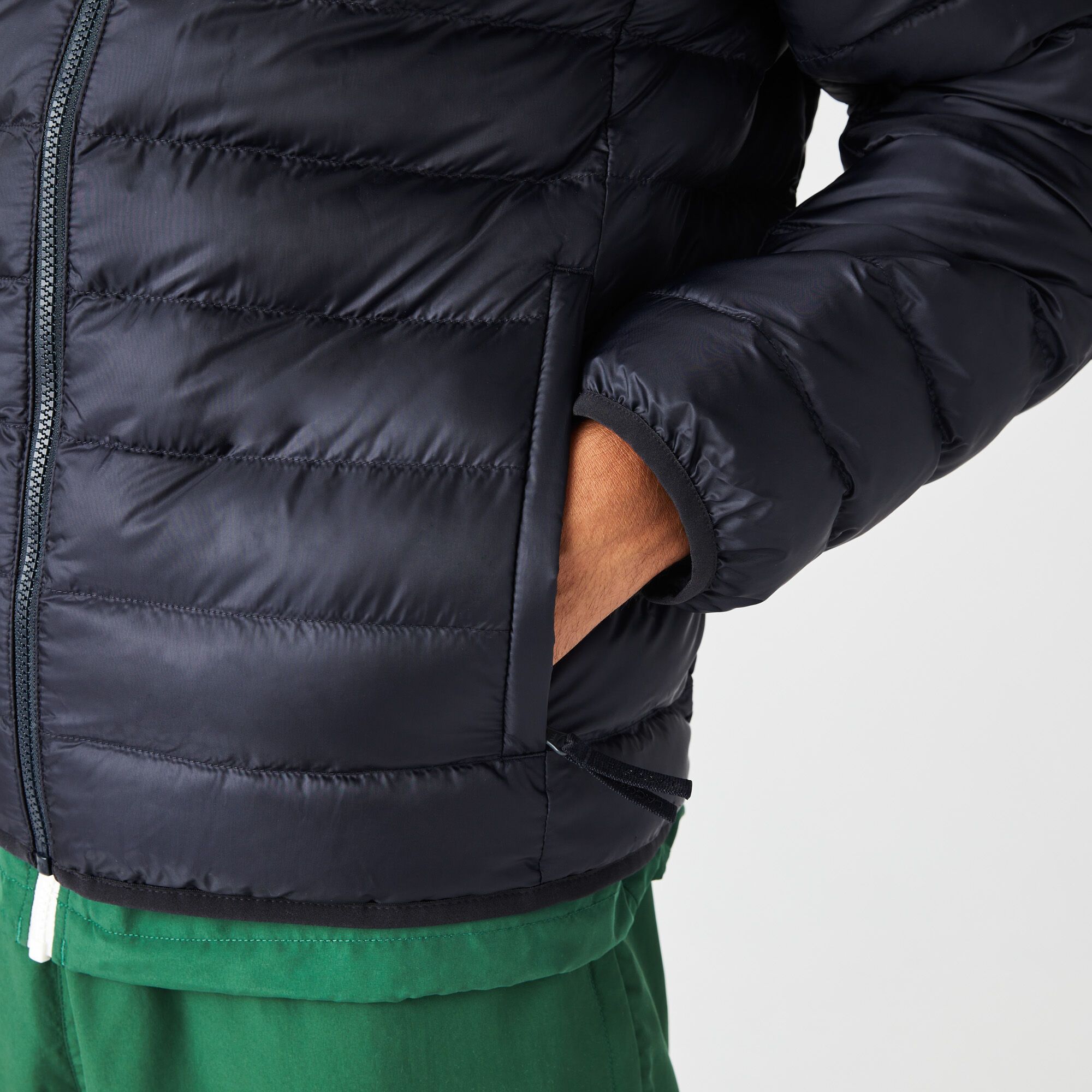 Lacoste Quilted Hooded Short Jacket - Navy Blue