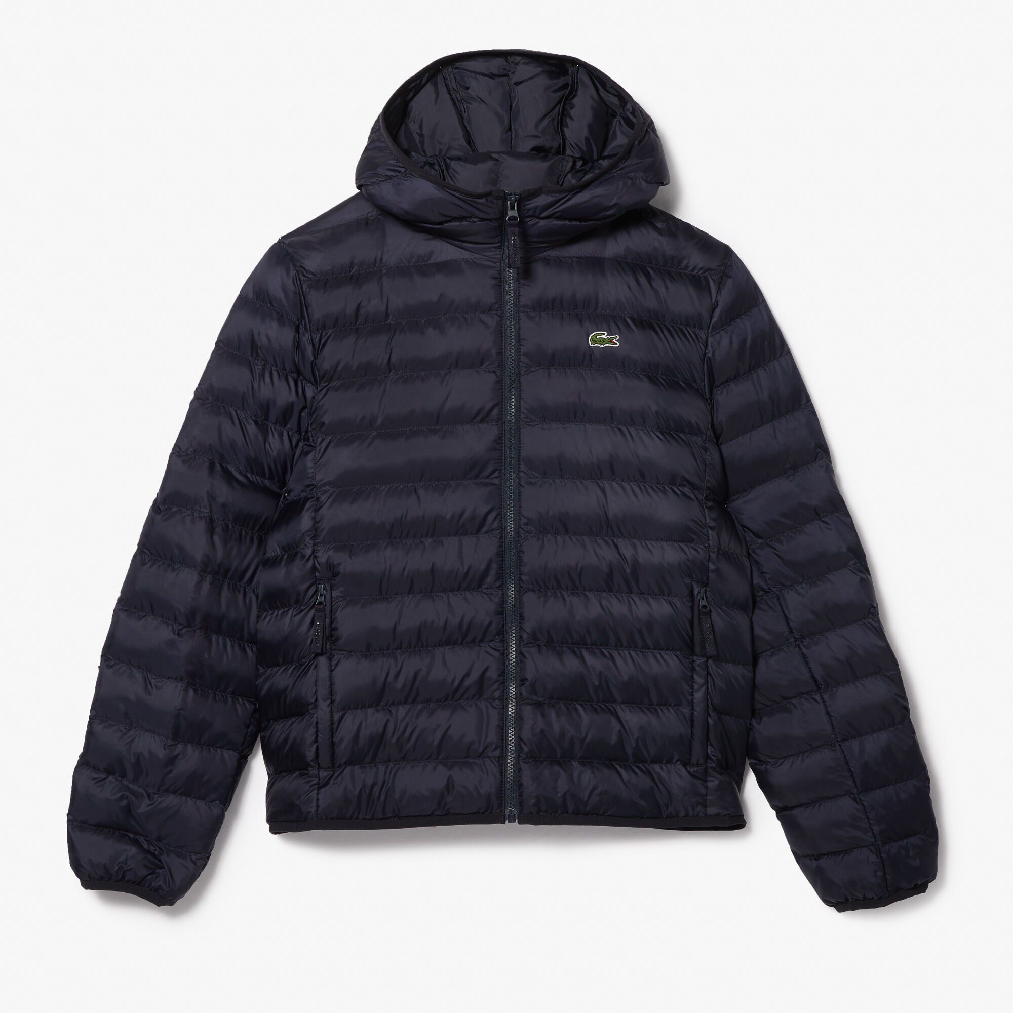 Lacoste Quilted Hooded Short Jacket - Navy Blue