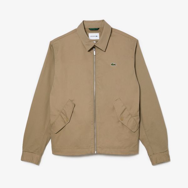  Lacoste Short Zippered Organic Cotton Gabardine Jacket - Beige 