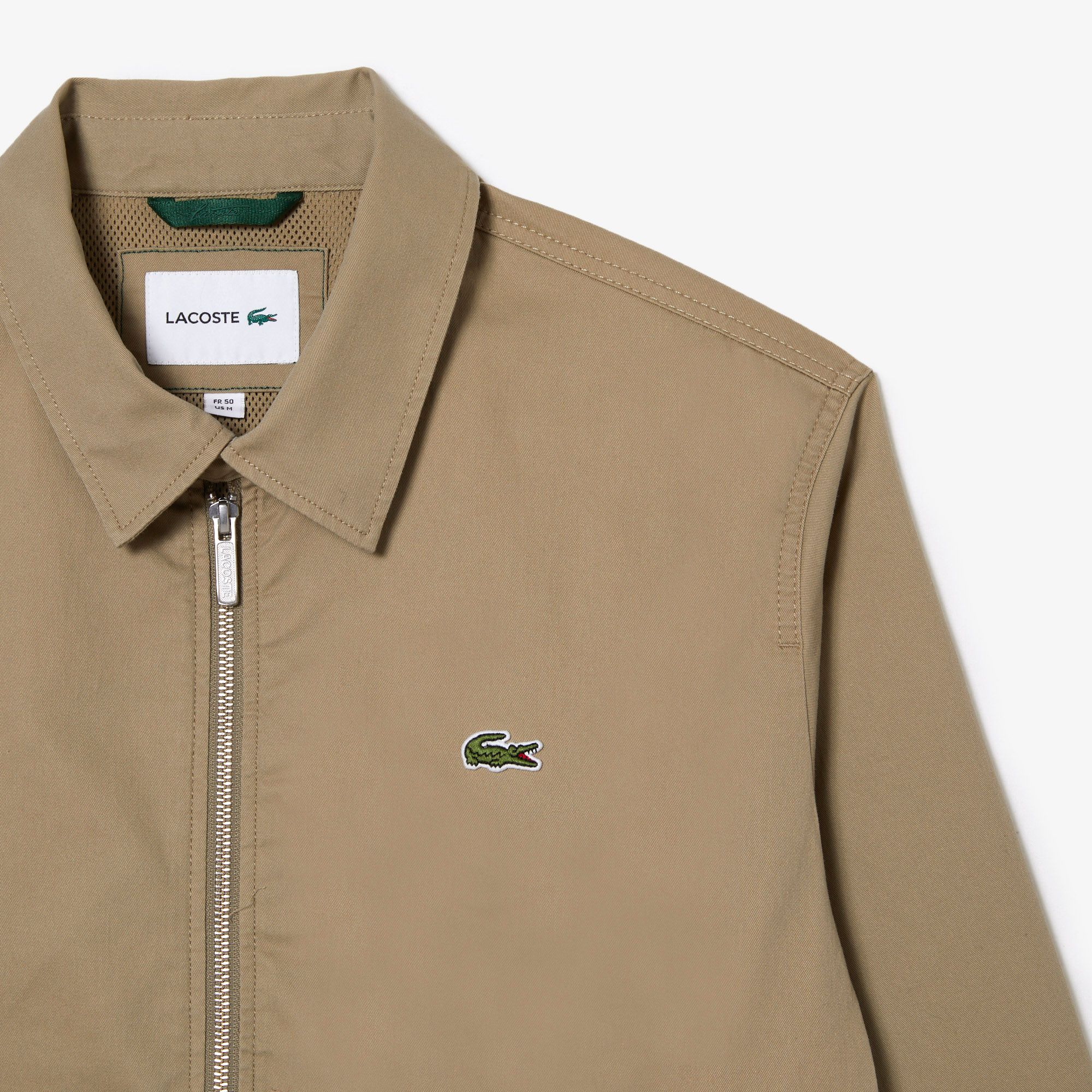  Lacoste Short Zippered Organic Cotton Gabardine Jacket - Beige 