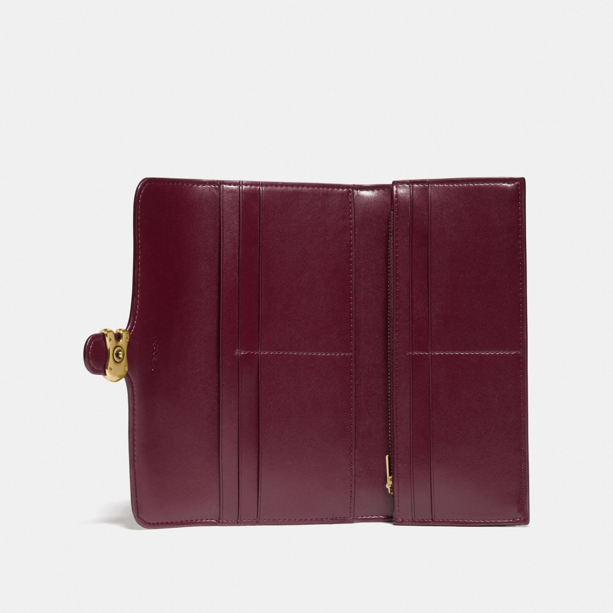 Coach Tabby Long Wallet In Colorblock Signature Canvas - Tan/Rust/Brass
