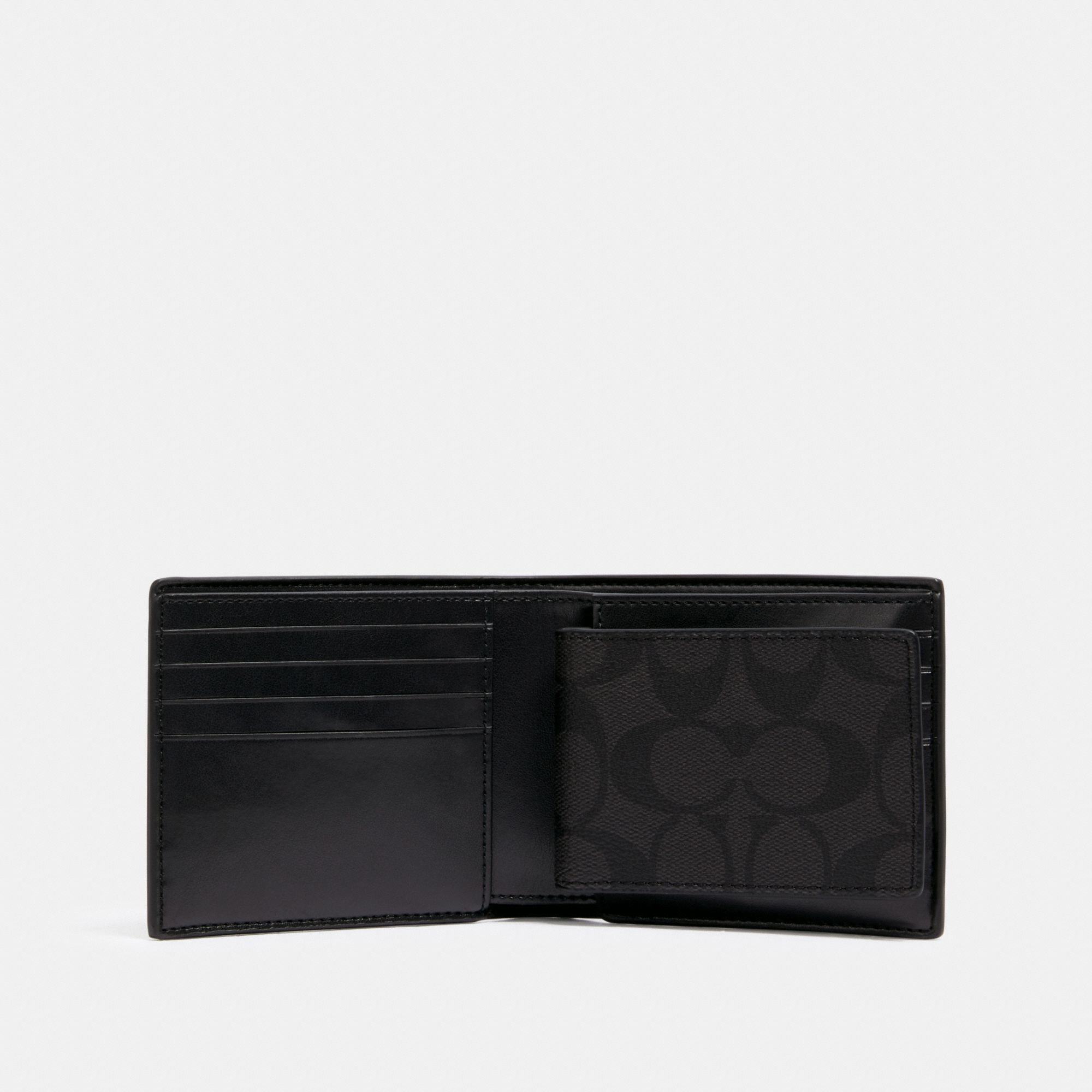 Coach 3 In 1 Wallet In Signature Canvas With Triumph Motif - Black