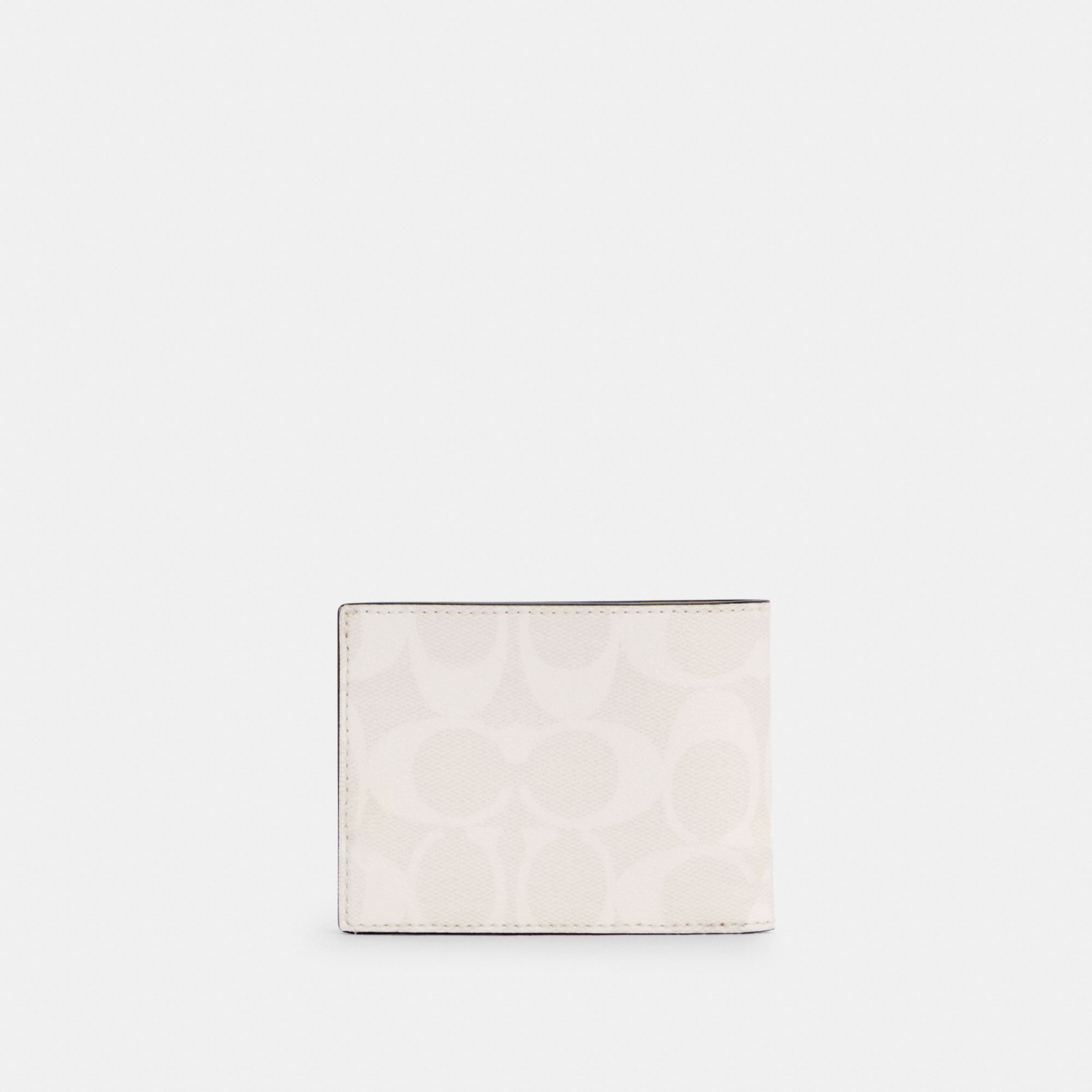 Coach Slim Billfold Wallet In Colorblock Signature Canvas With Striped Coach Patch - Chalk