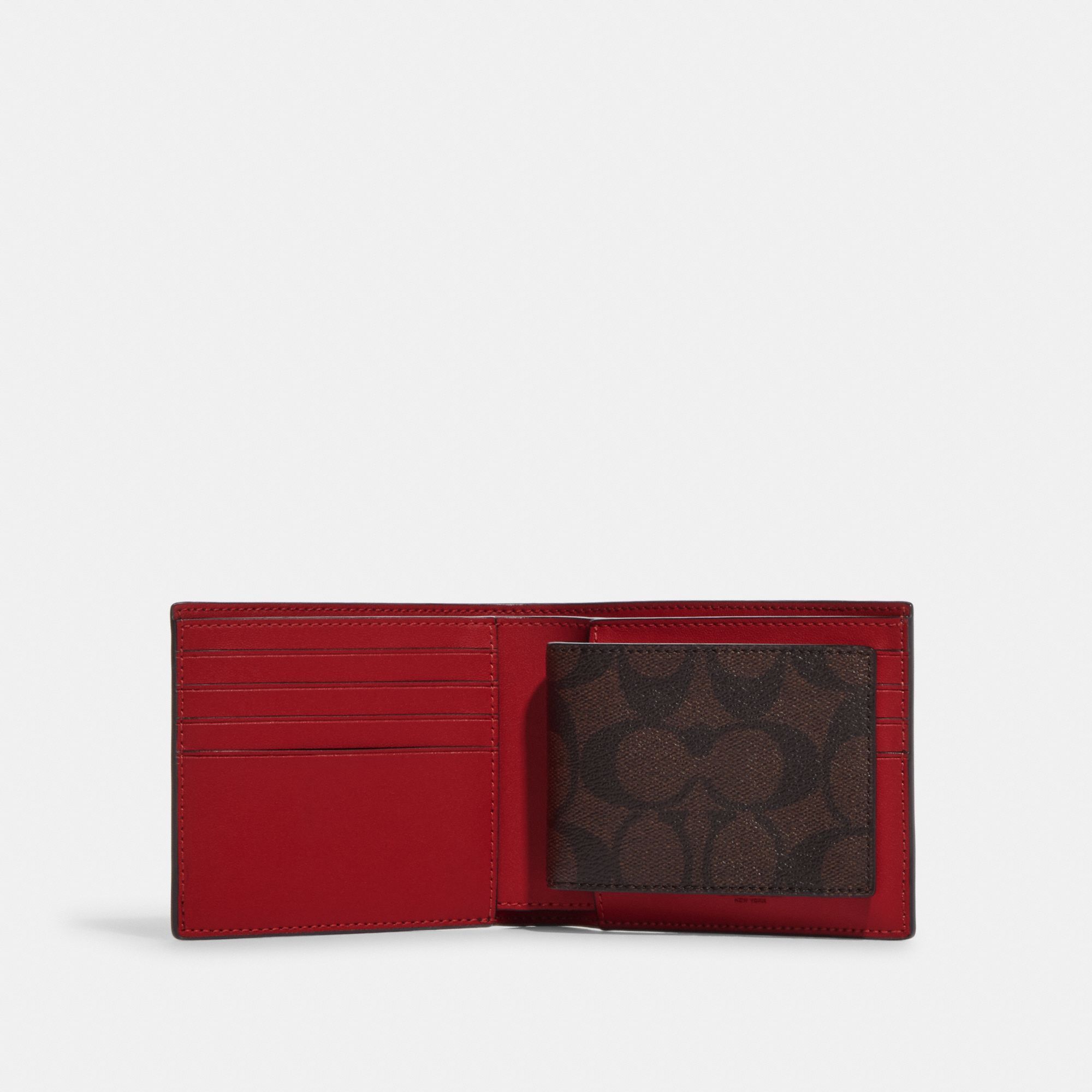 Coach 3 In 1 Wallet In Colorblock Signature Canvas With Coach Patch - Gunmetal