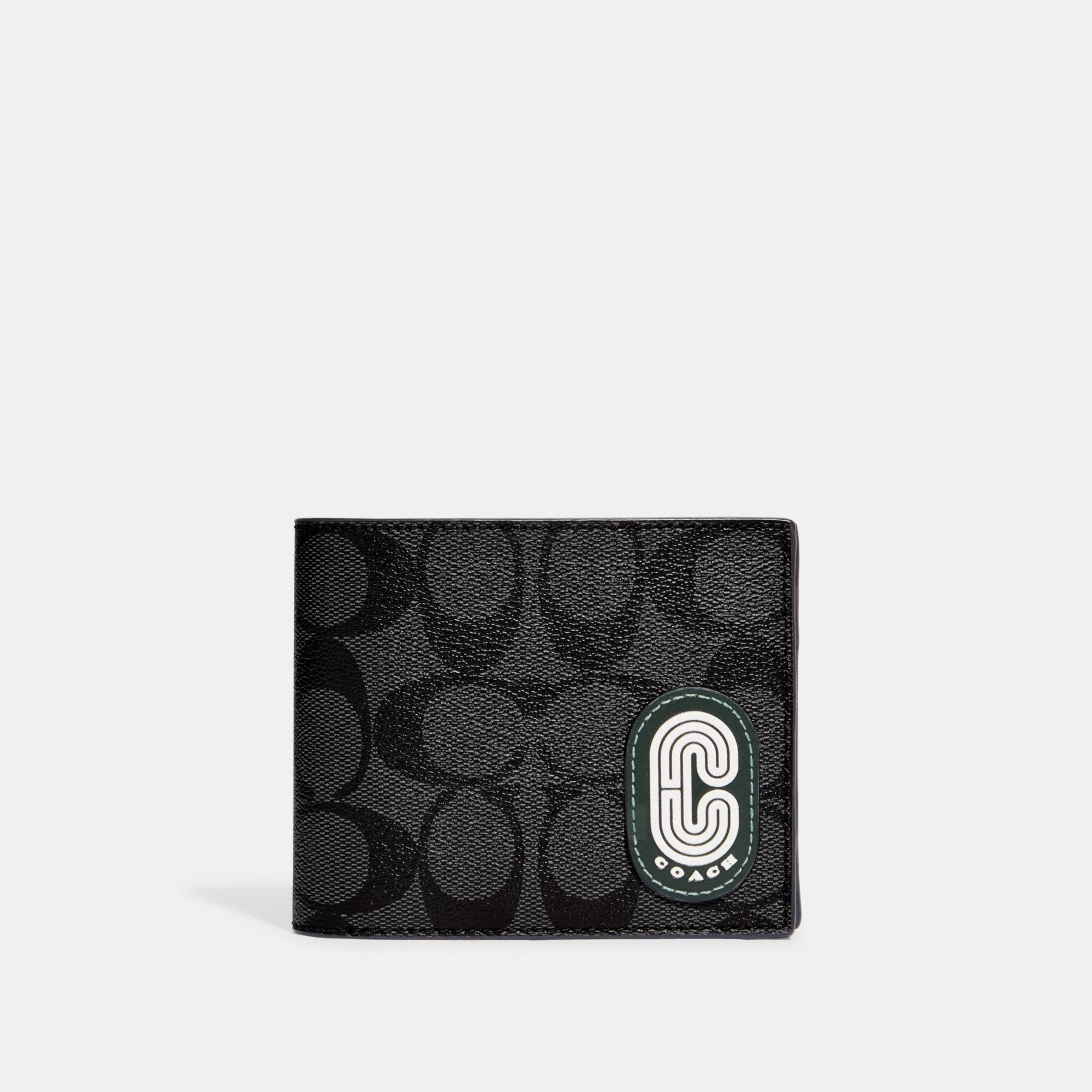 Coach 3 In 1 Wallet In Colorblock Signature Canvas With Coach Patch - Charcoal