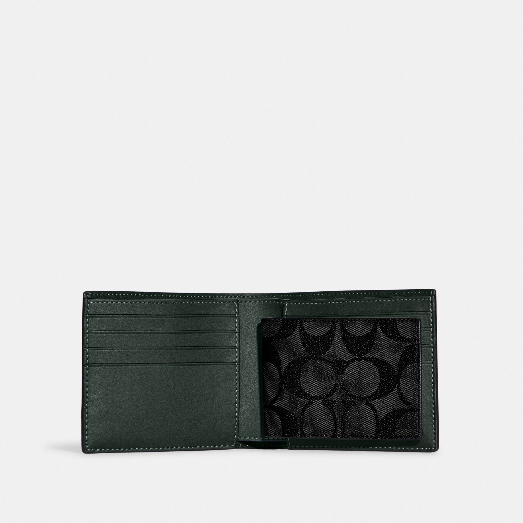 Coach 3 In 1 Wallet In Colorblock Signature Canvas With Coach Patch - Charcoal