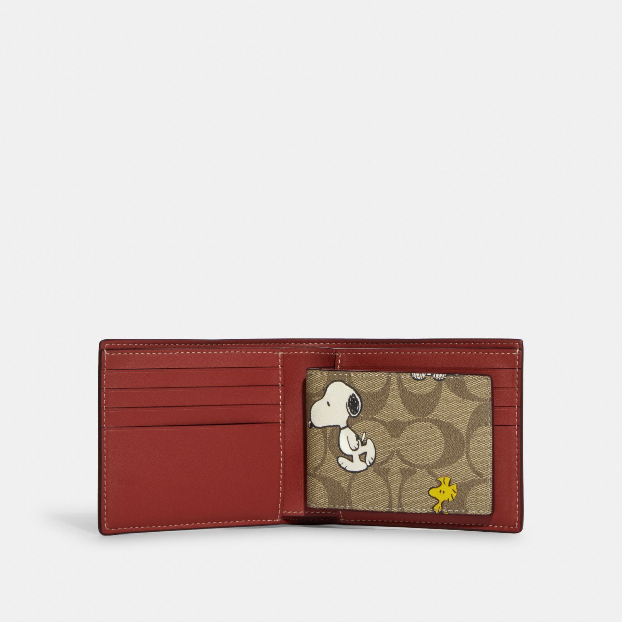 Coach X Peanuts 3 In 1 Wallet In Signature Canvas With Snoopy Woodstock Print