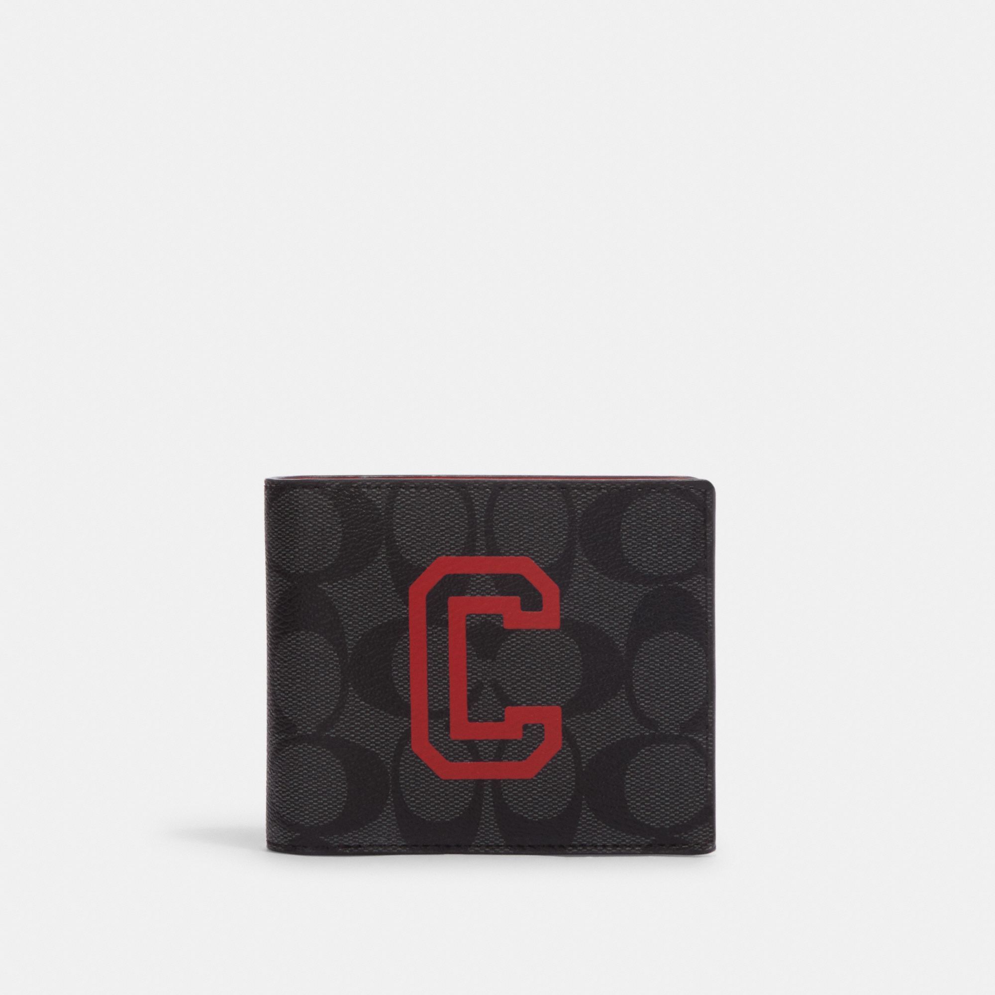 Coach 3 In 1 Wallet In Signature Canvas With Varsity Motif - Charcoal