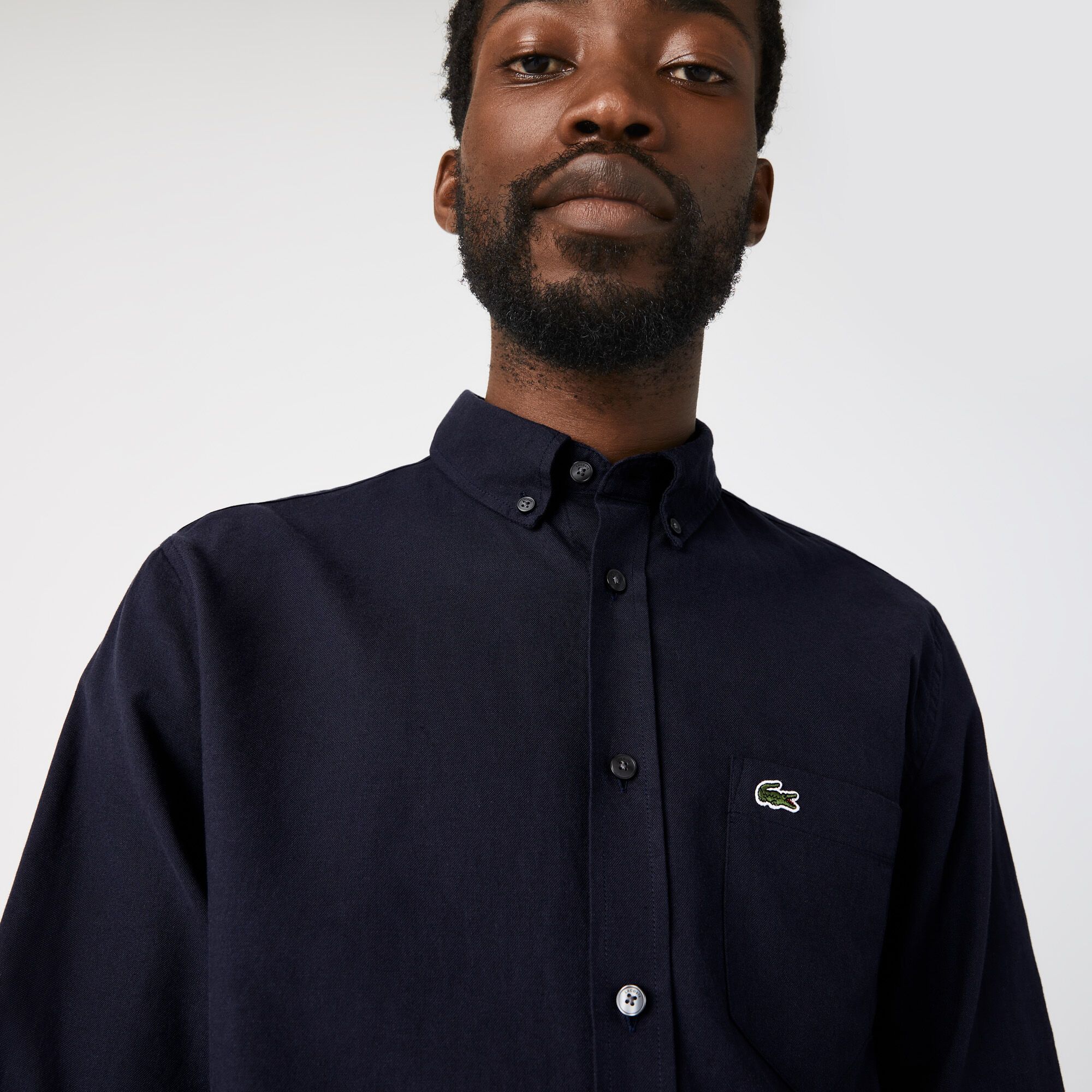  Lacoste Oxford Cotton Shirt - Navy (Regular) 