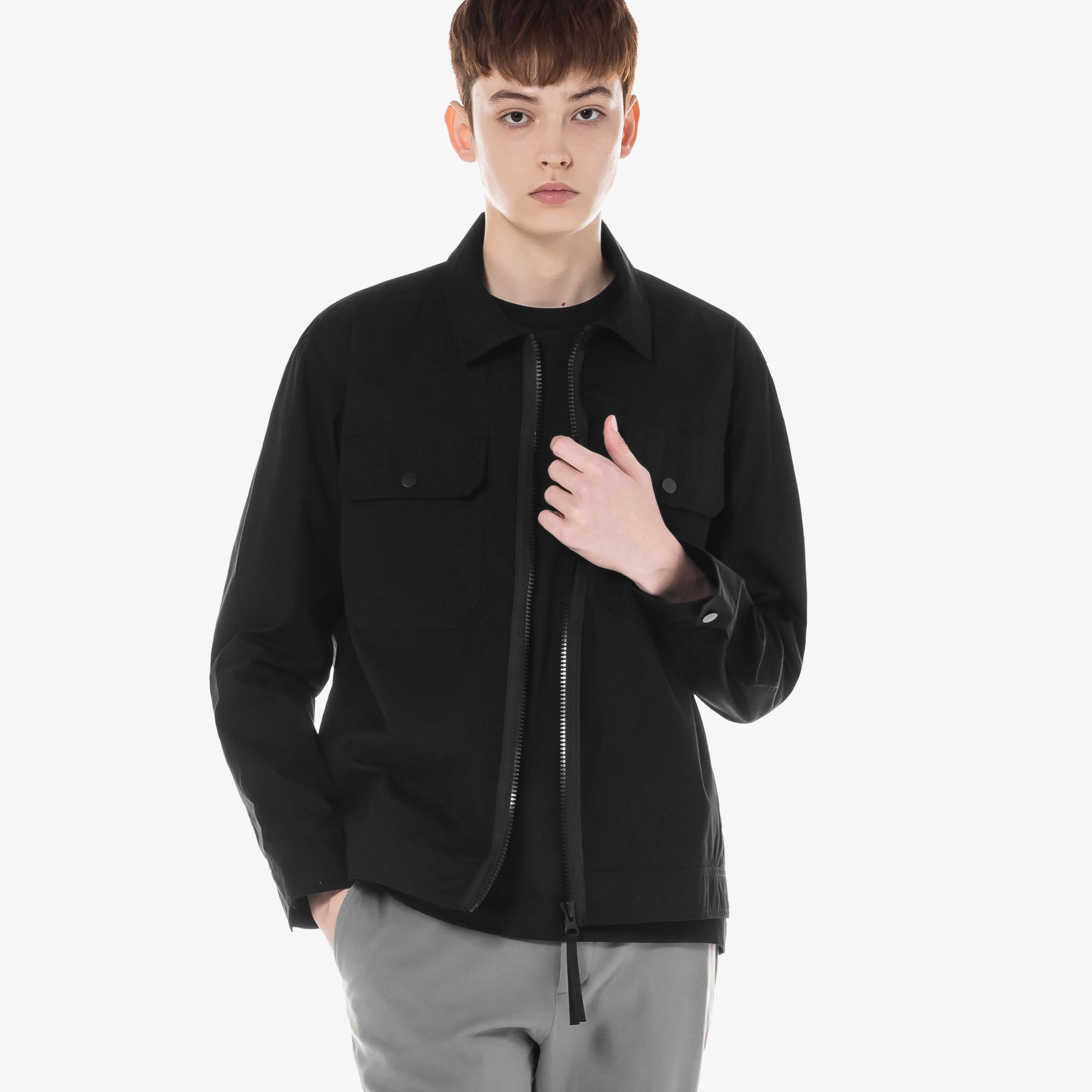  Lacoste Water-Repellent Zip Canvas Overshirt - Black 