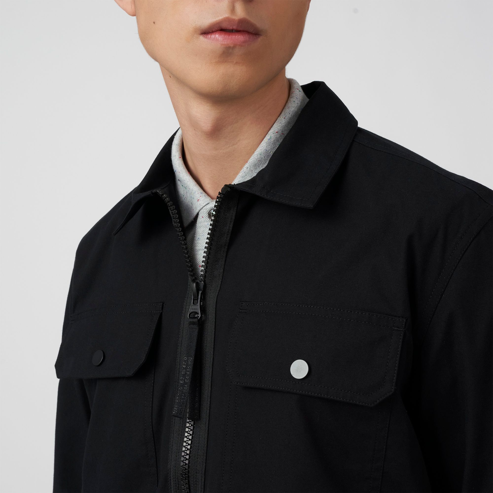  Lacoste Water-Repellent Zip Canvas Overshirt - Black 