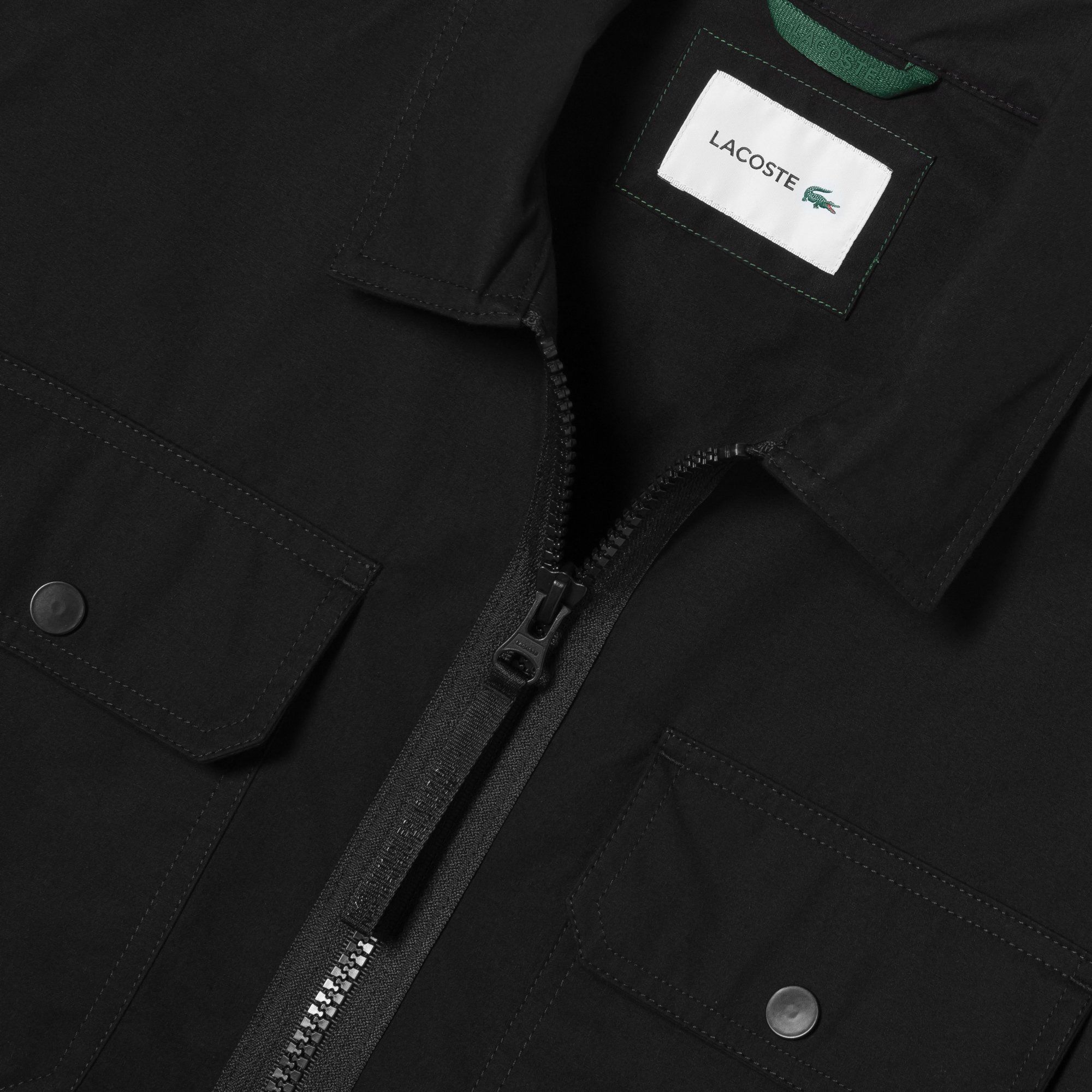 Lacoste Water-Repellent Zip Canvas Overshirt - Black