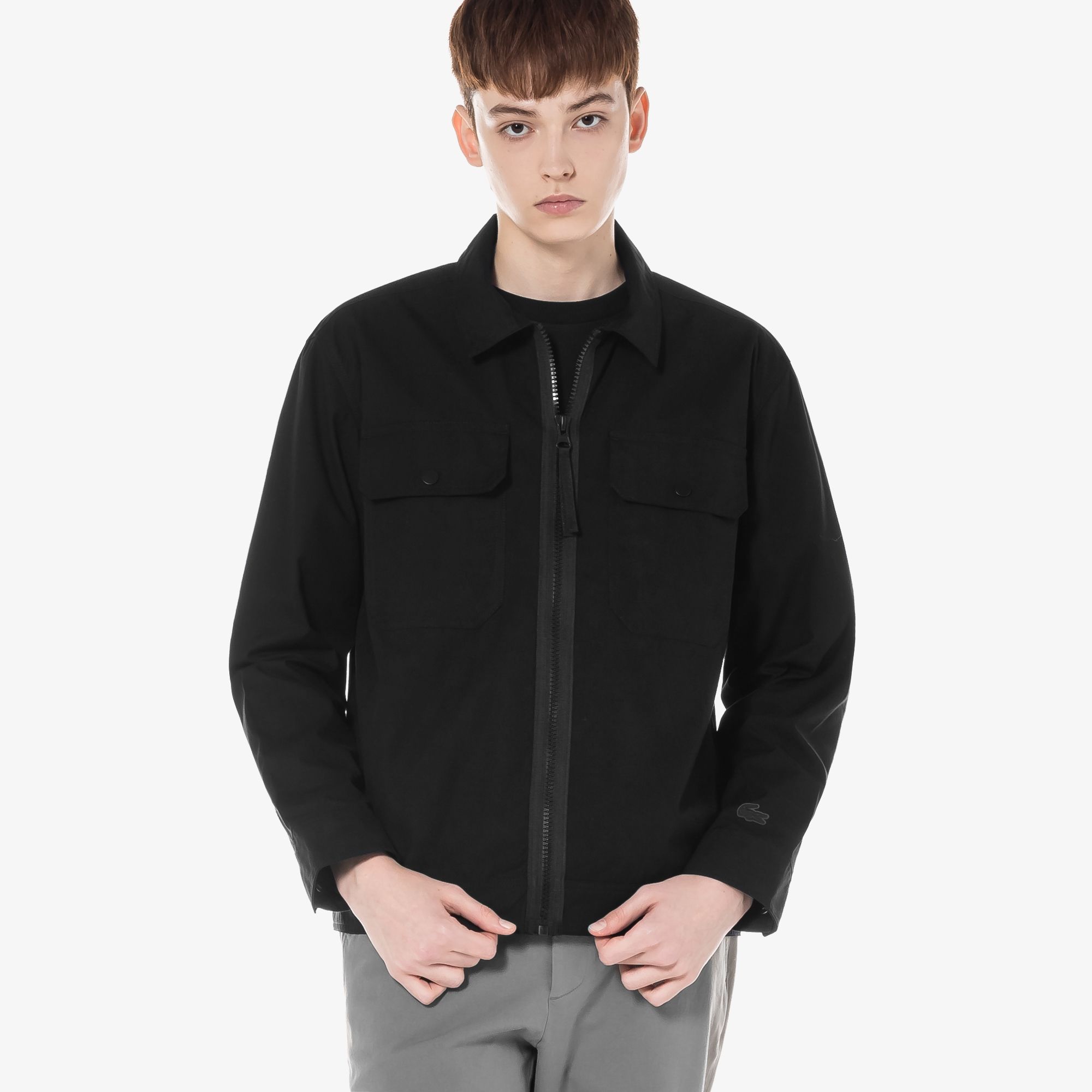 Lacoste Water-Repellent Zip Canvas Overshirt - Black