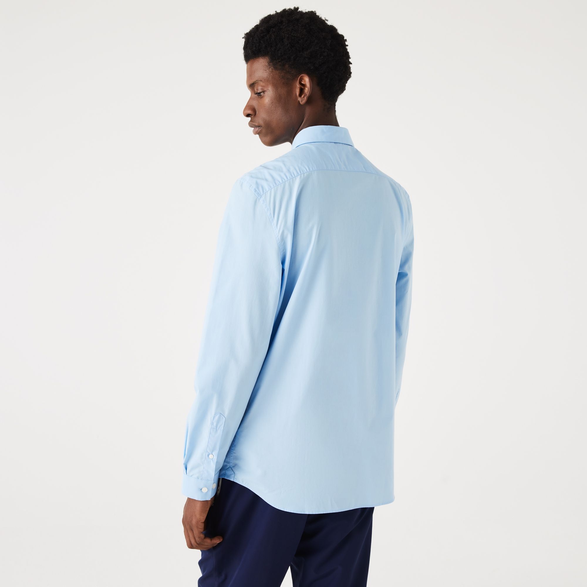  Lacoste Slim Fit Stretch Cotton Poplin Shirt - Blue 