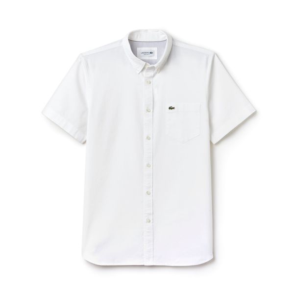  Lacoste Oxford Cotton Shirt Short Sleeves - White (Regular) 