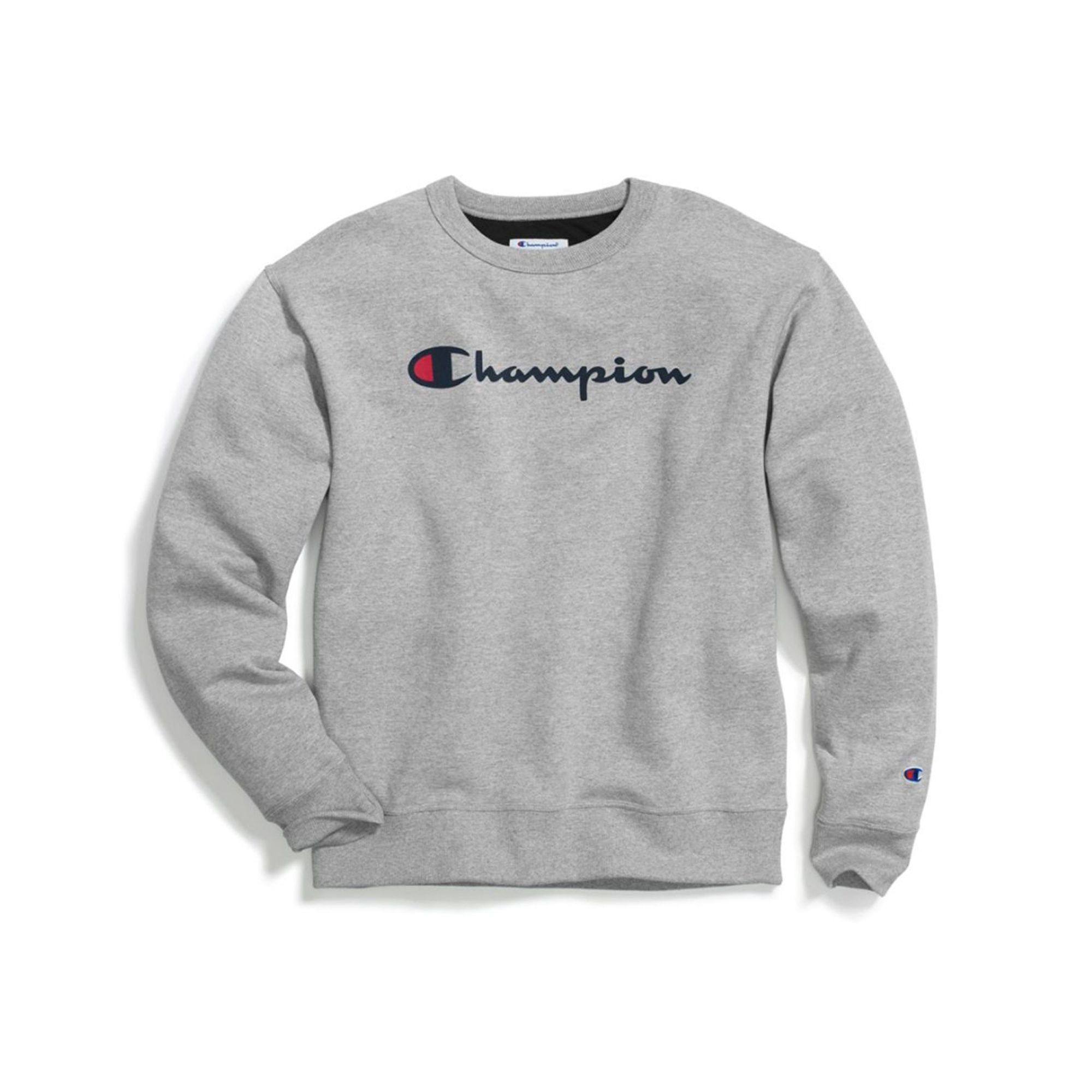  Champion Powerblend Crew Script Logo - Oxford Grey 