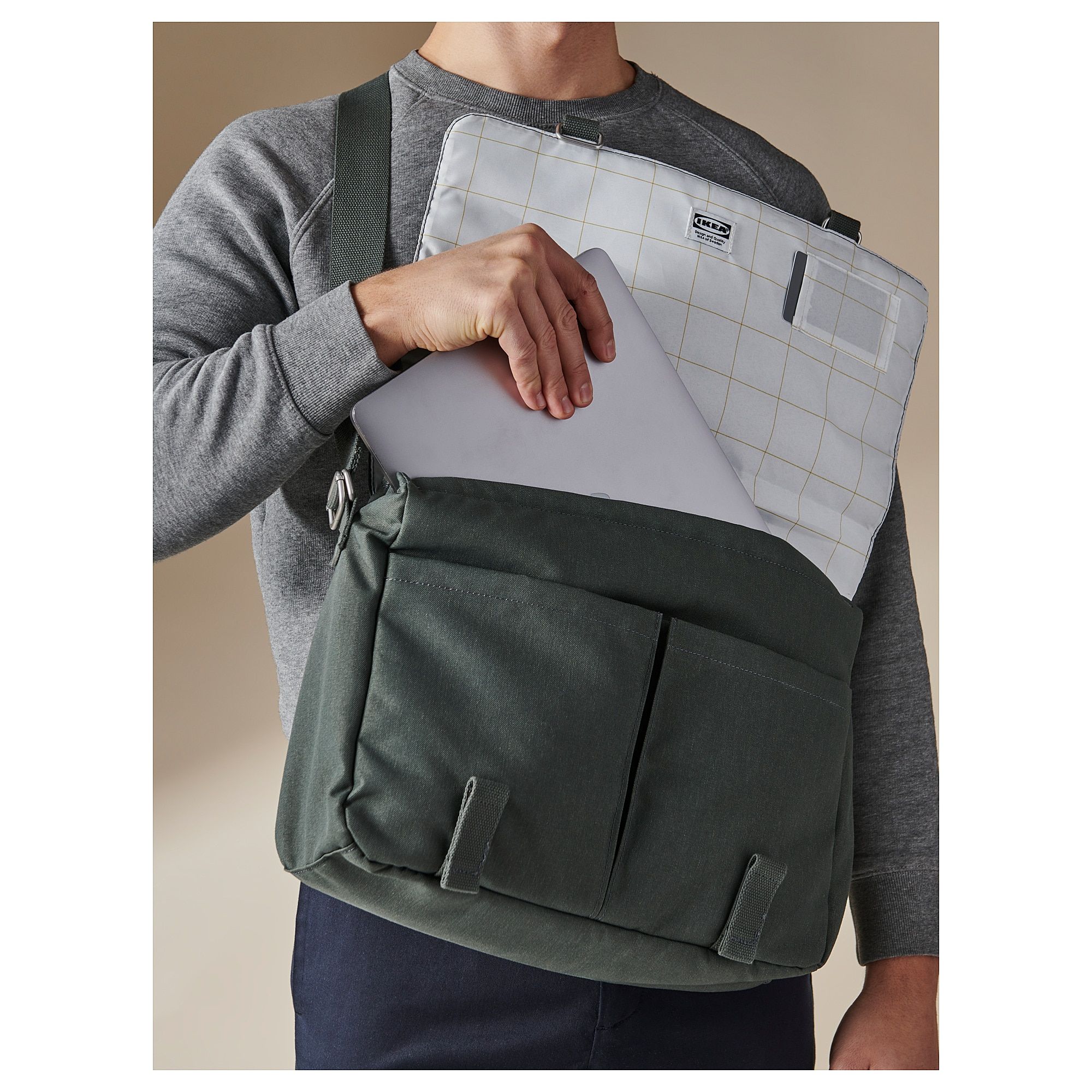 IKEA DRÖMSÄCK Messenger Bag - Olive Green