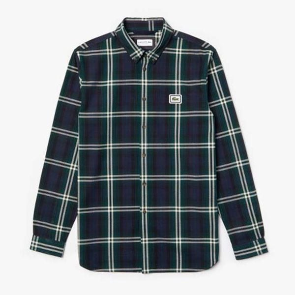  Lacoste Regular Fit Checkered Flannel Overshirt - Green 