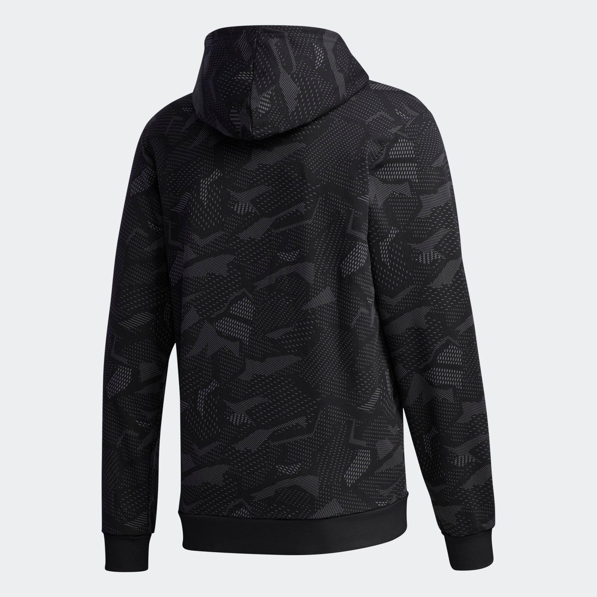  adidas Essentials Allover Print Hoodie - Black 