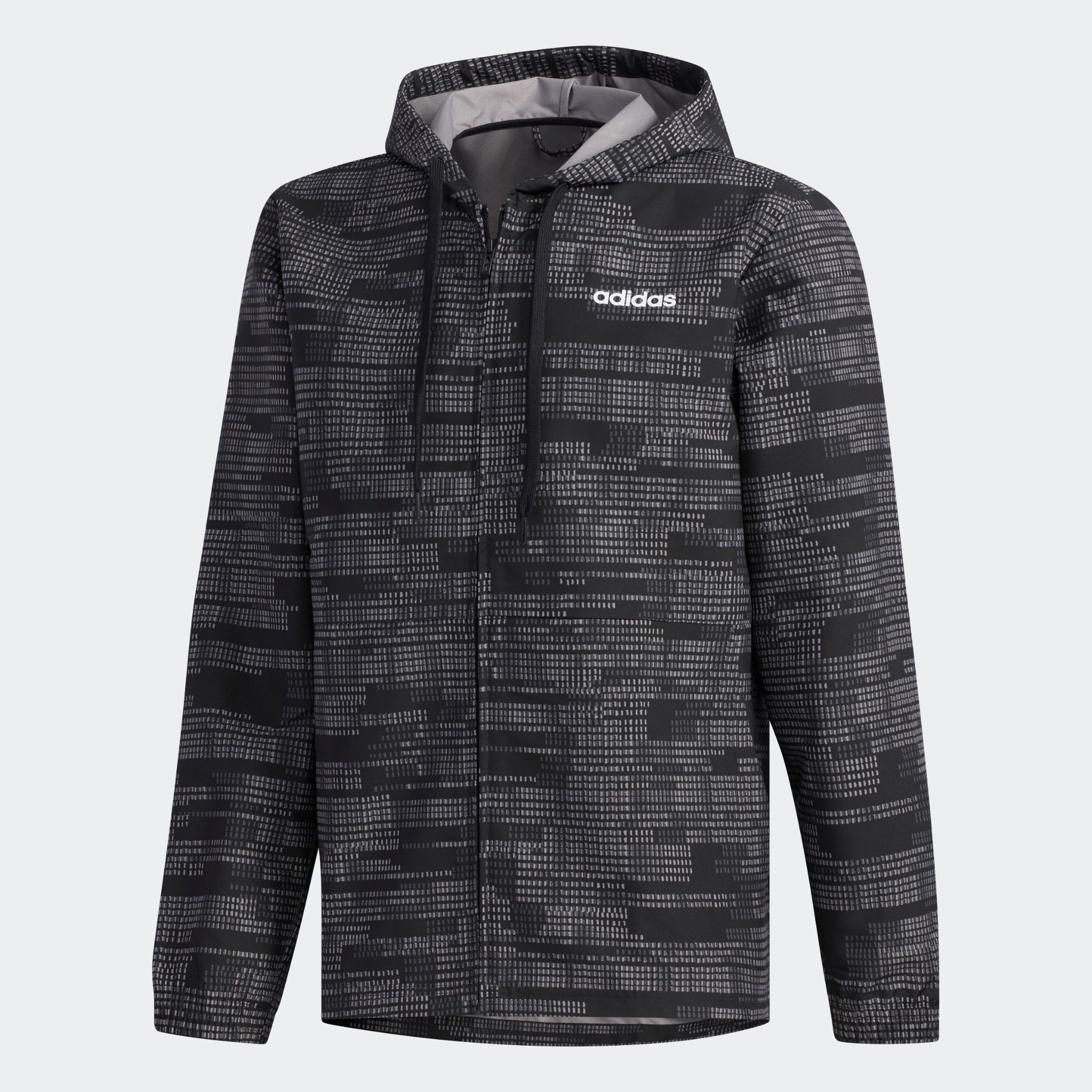 adidas Essentials Allover Print Windbreaker 'Black'