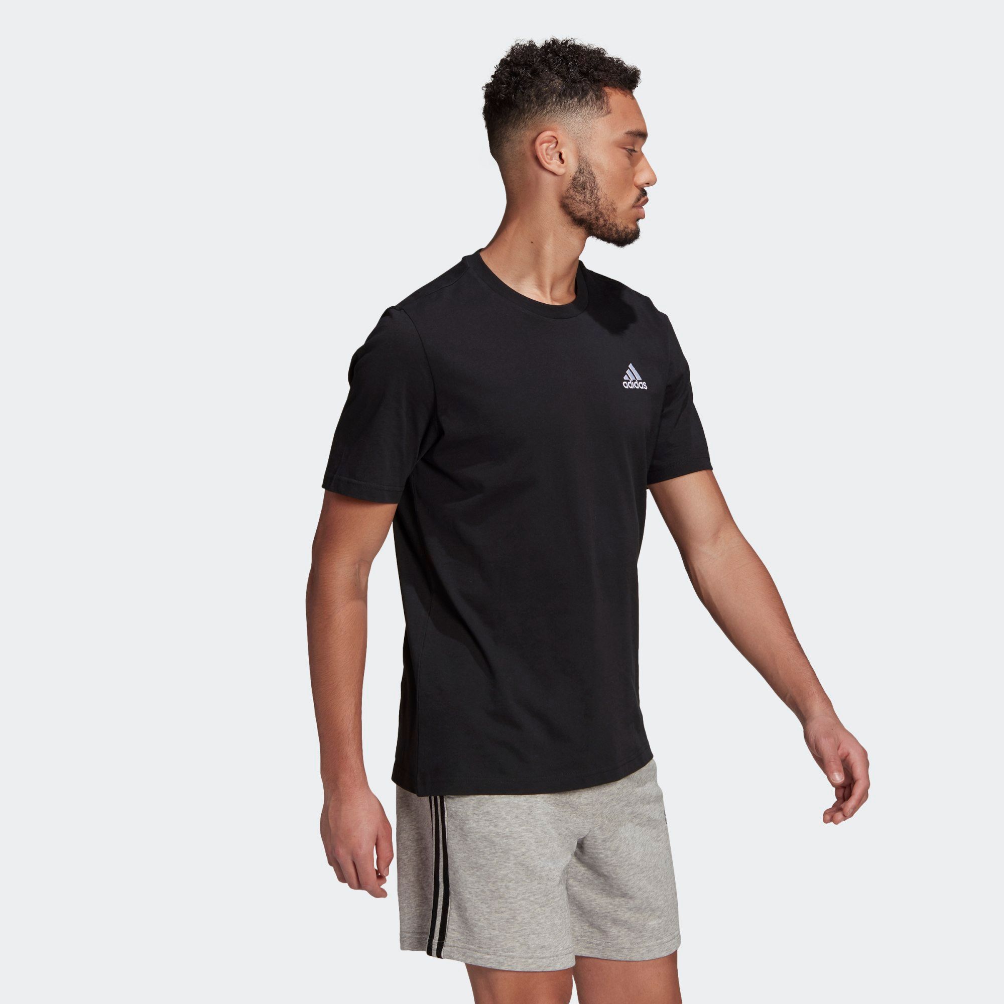 adidas Essentials Embroidered Small Logo Tee - Black