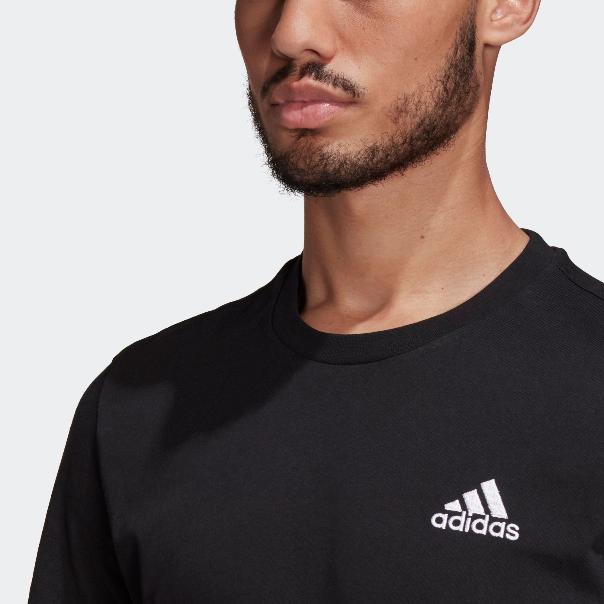 adidas Essentials Embroidered Small Logo Tee - Black