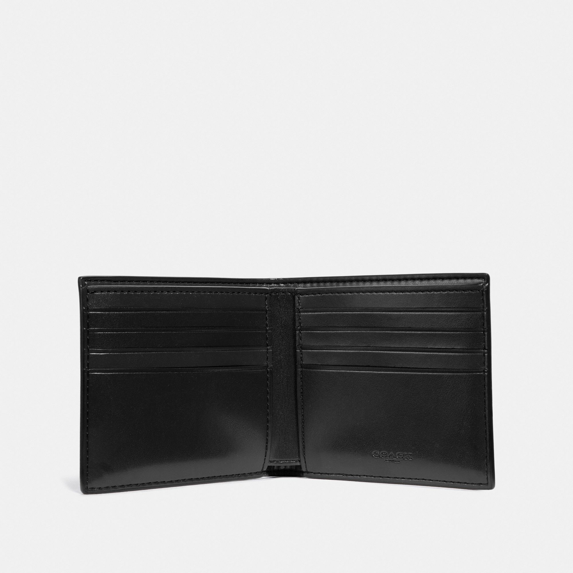 Coach Double Billfold Wallet In Signature Canvas With Wolf Motif