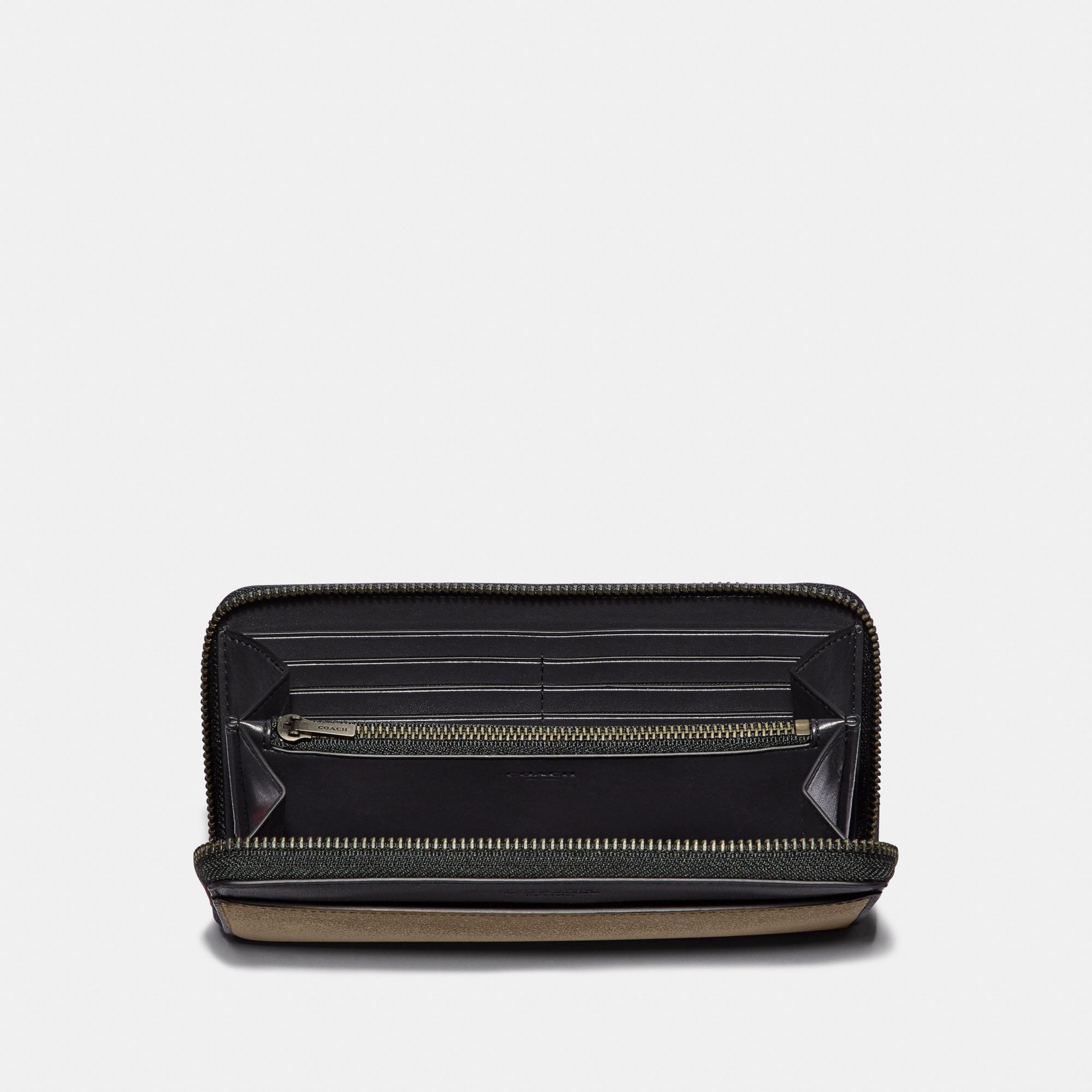 Coach Accordion Zip Wallet In Signature Canvas - Tan/Black