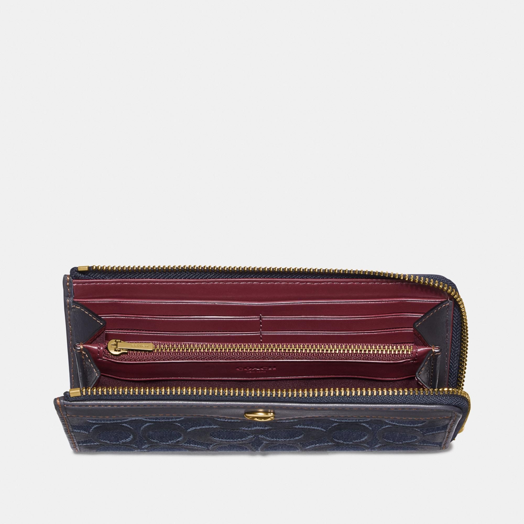 Coach L-Zip Wallet in Signature Denim